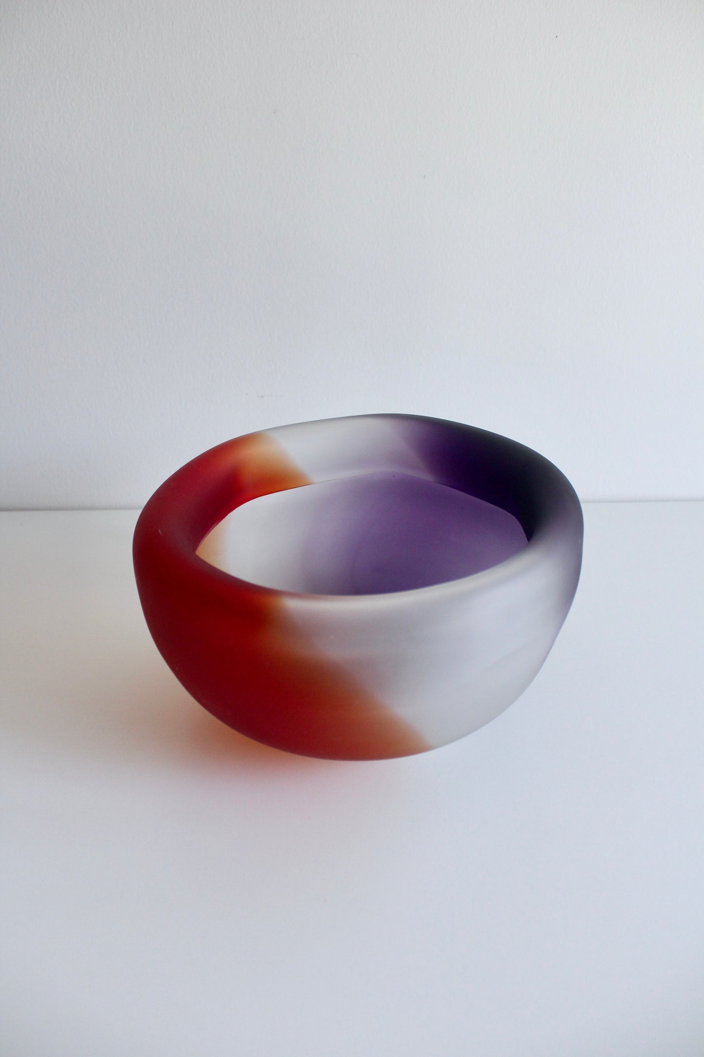 Large Frosted Studio Art Glass Bowl