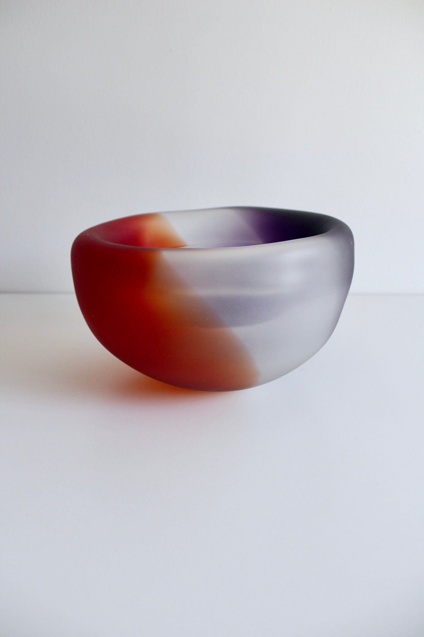 Large Frosted Studio Art Glass Bowl