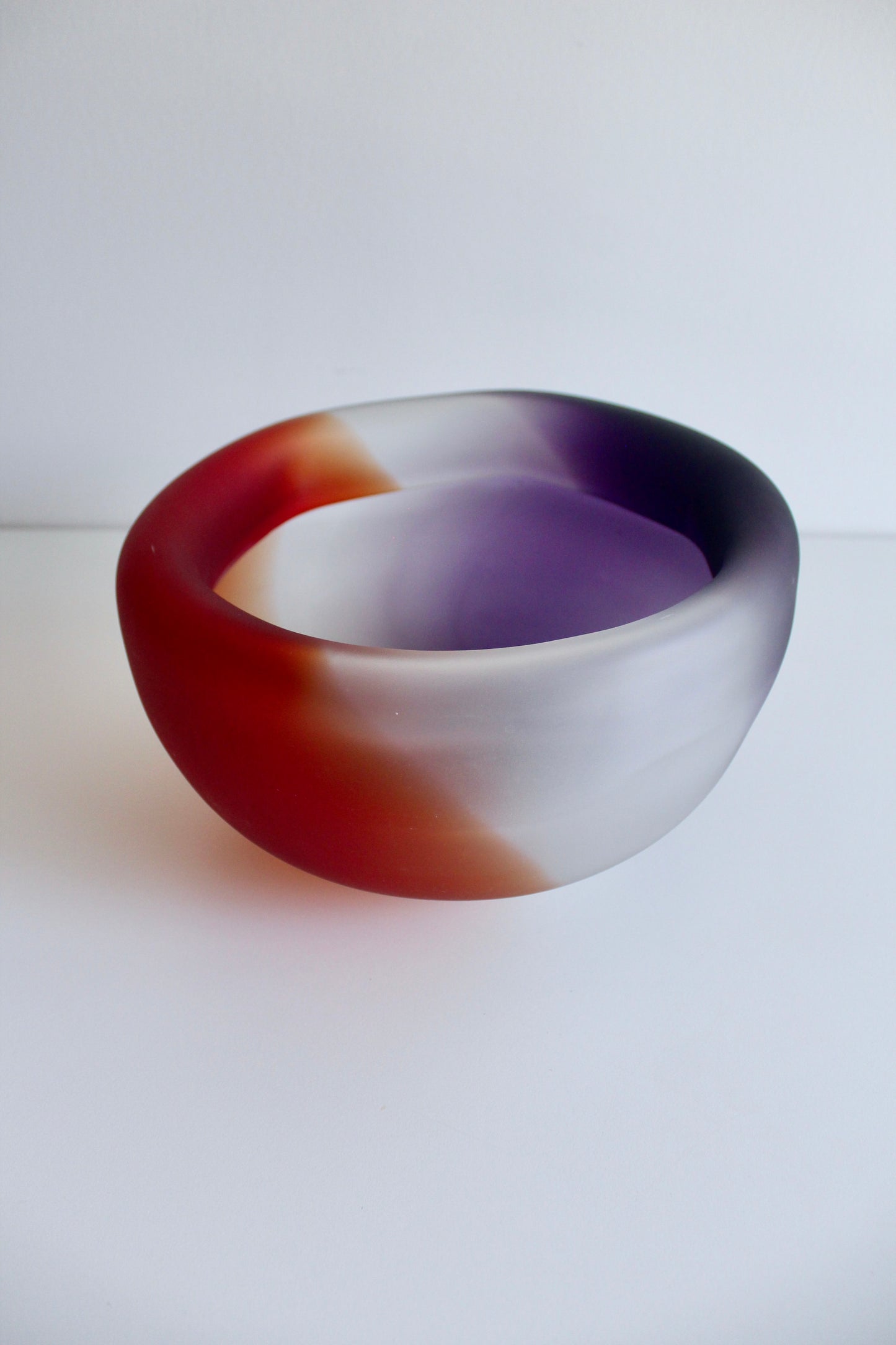 Large Frosted Studio Art Glass Bowl