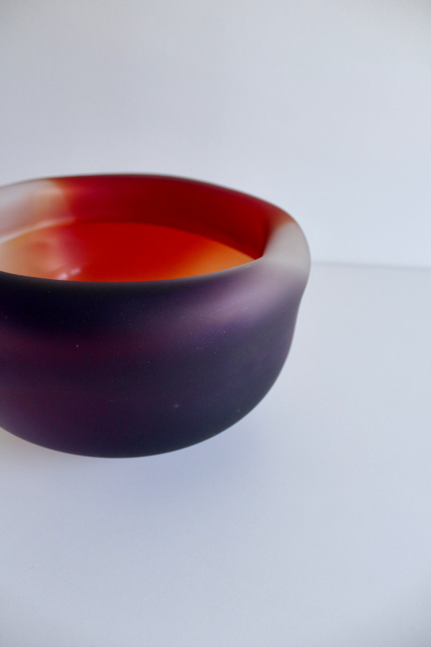 Large Frosted Studio Art Glass Bowl