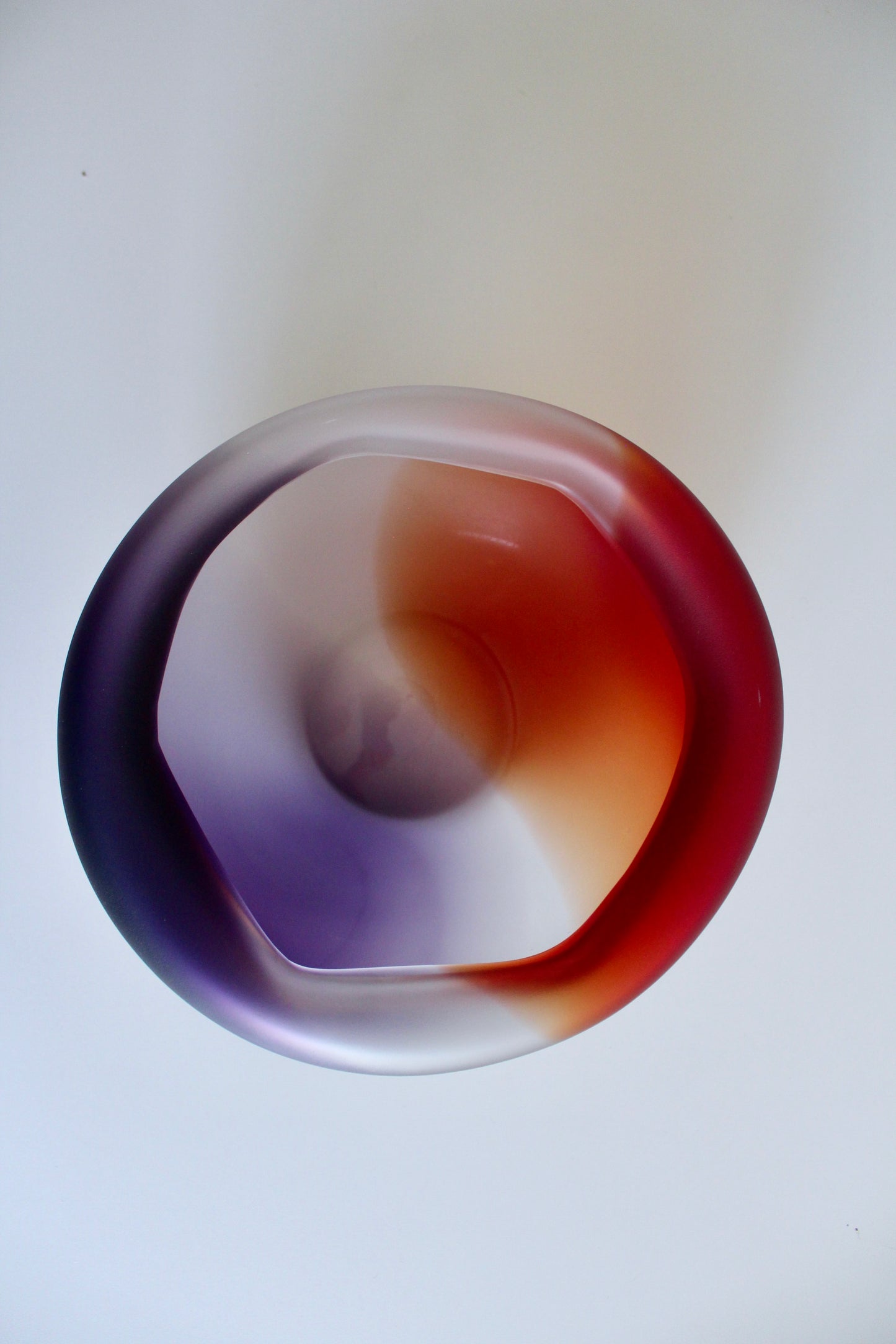Large Frosted Studio Art Glass Bowl