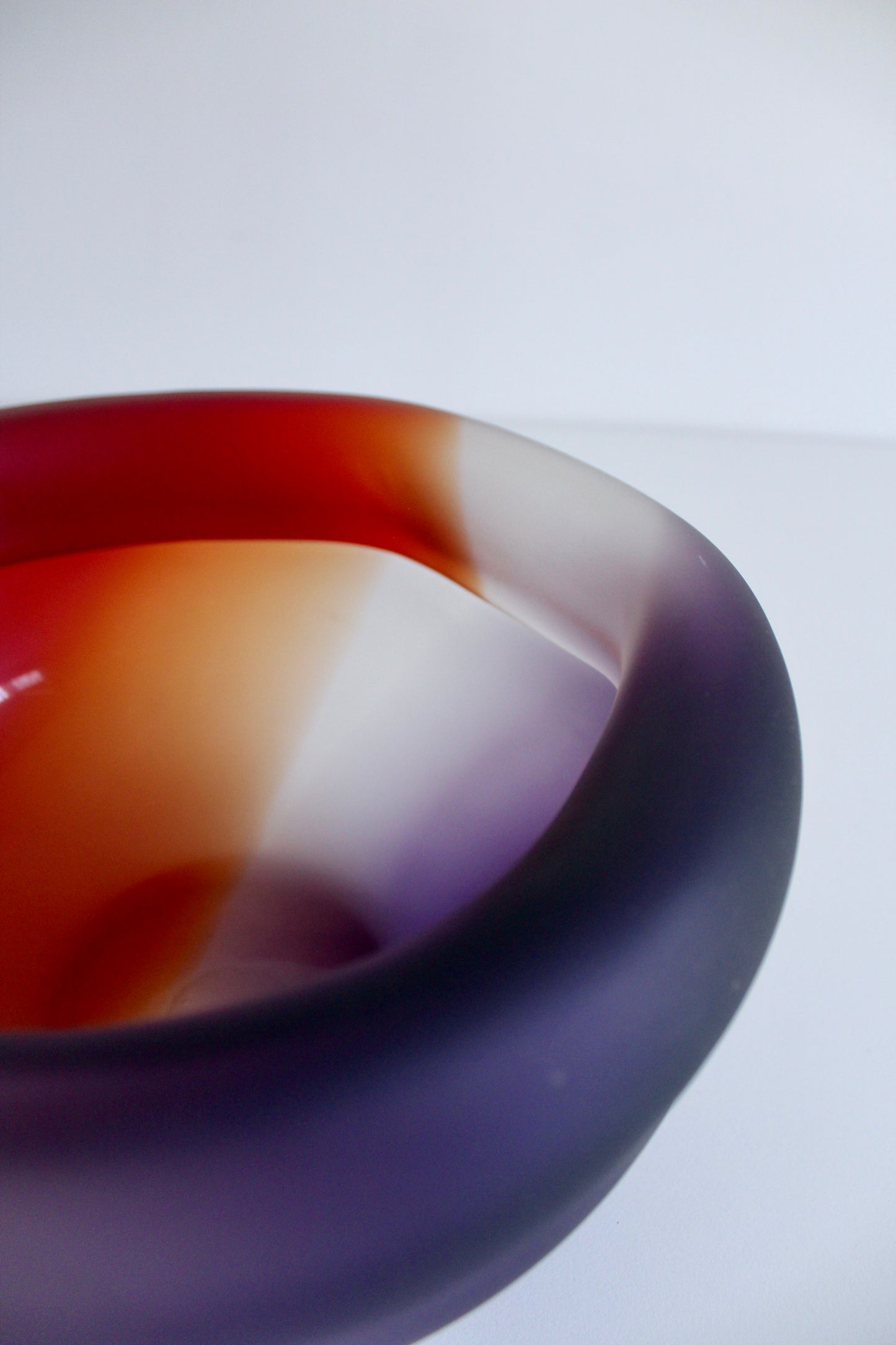Large Frosted Studio Art Glass Bowl