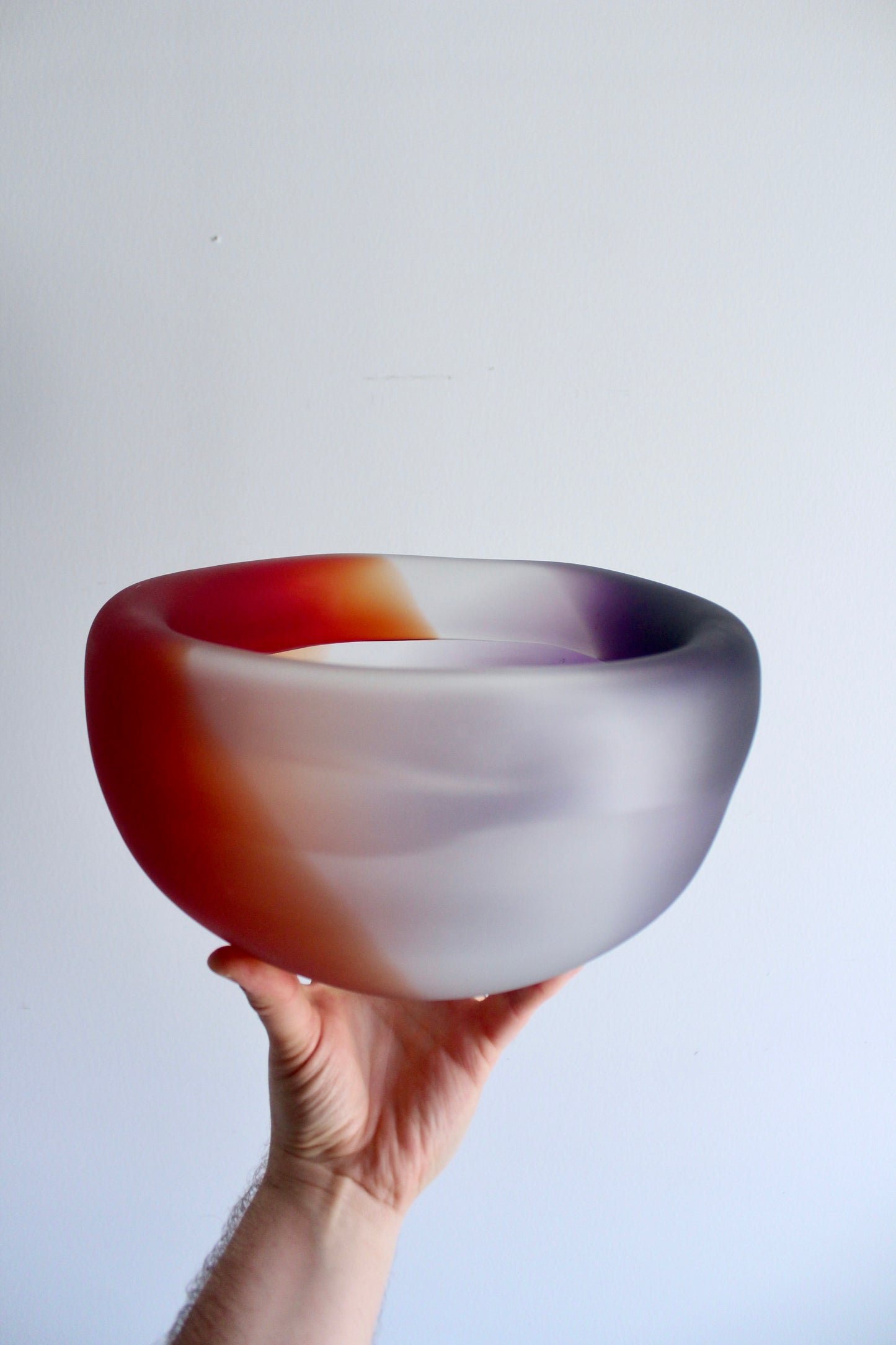 Large Frosted Studio Art Glass Bowl