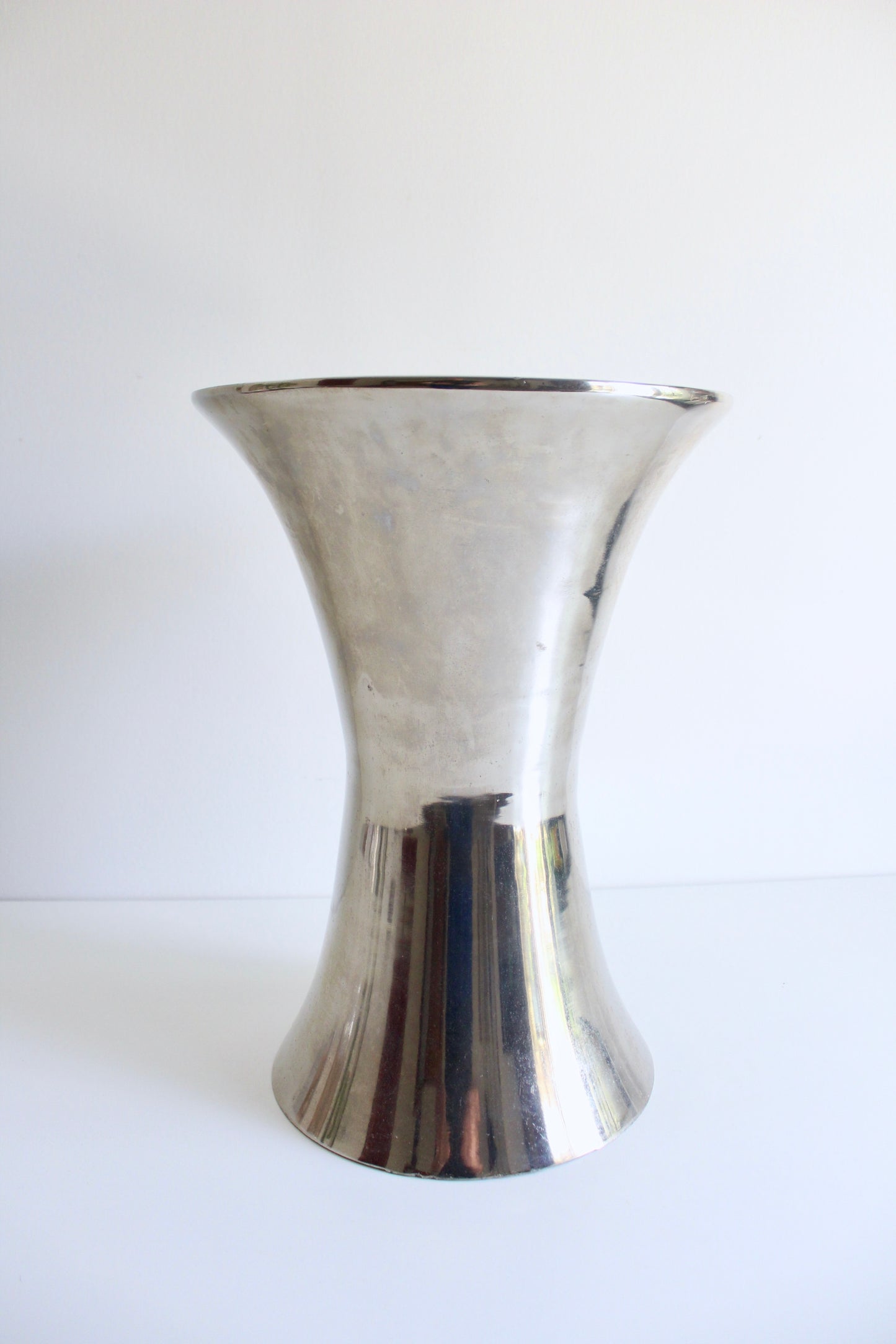 Vintage Polished Aluminum Drum Side Table – Made in India