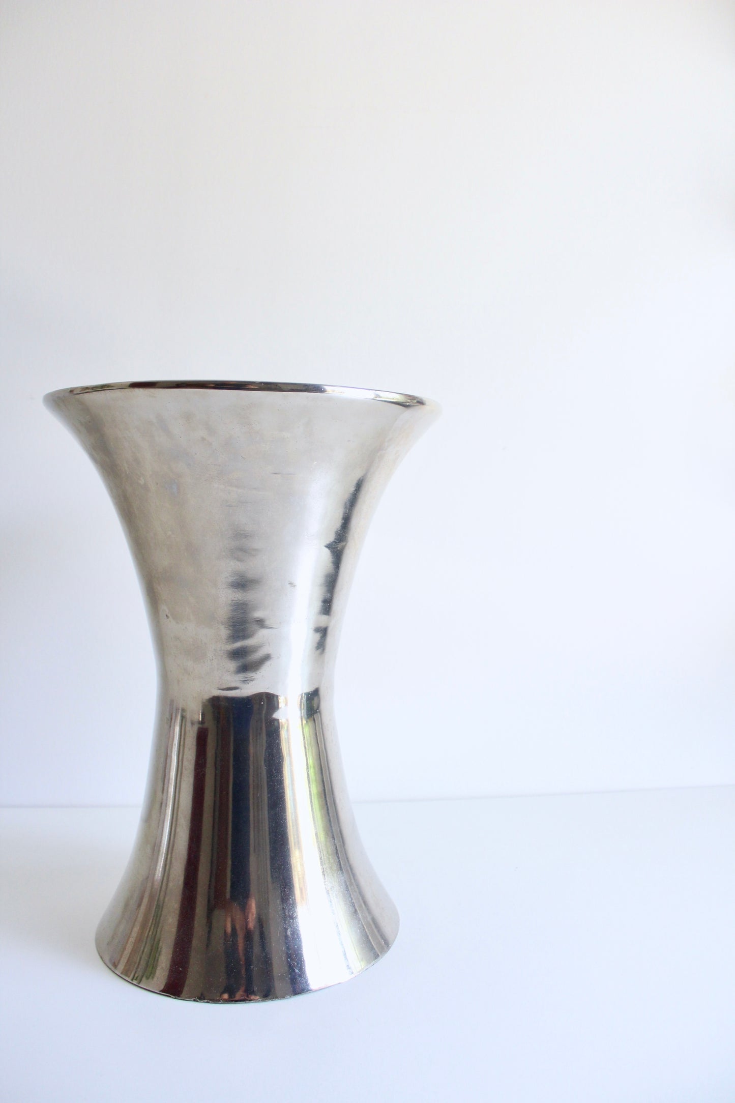 Vintage Polished Aluminum Drum Side Table – Made in India
