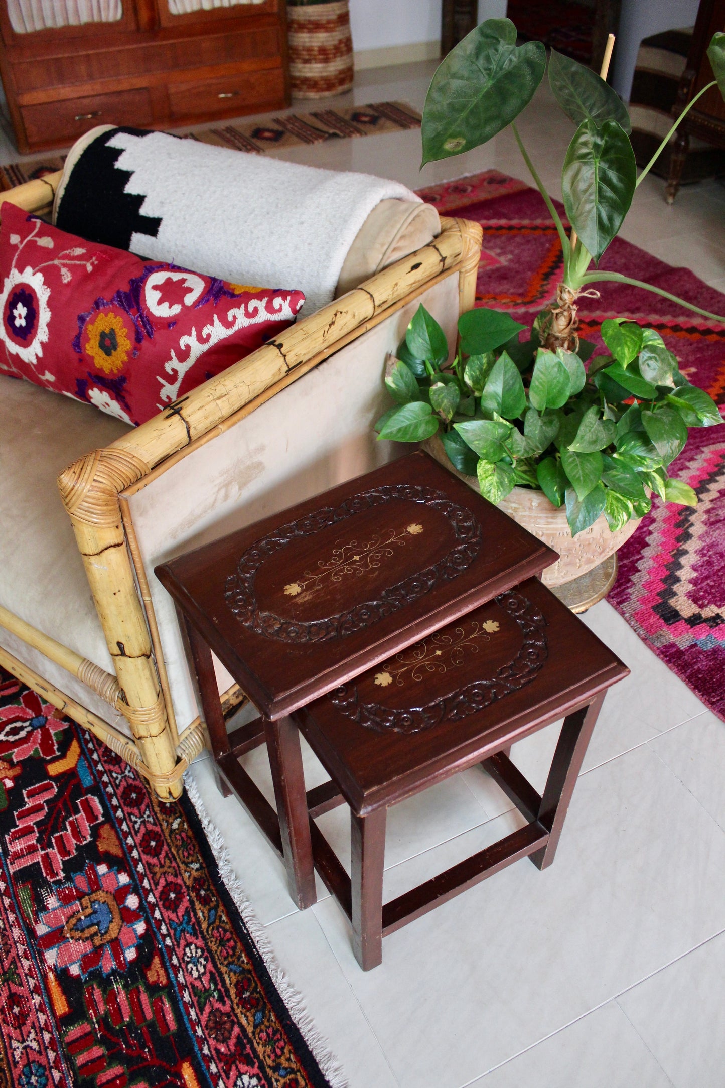 Vintage Indian Rosewood Side Tables
