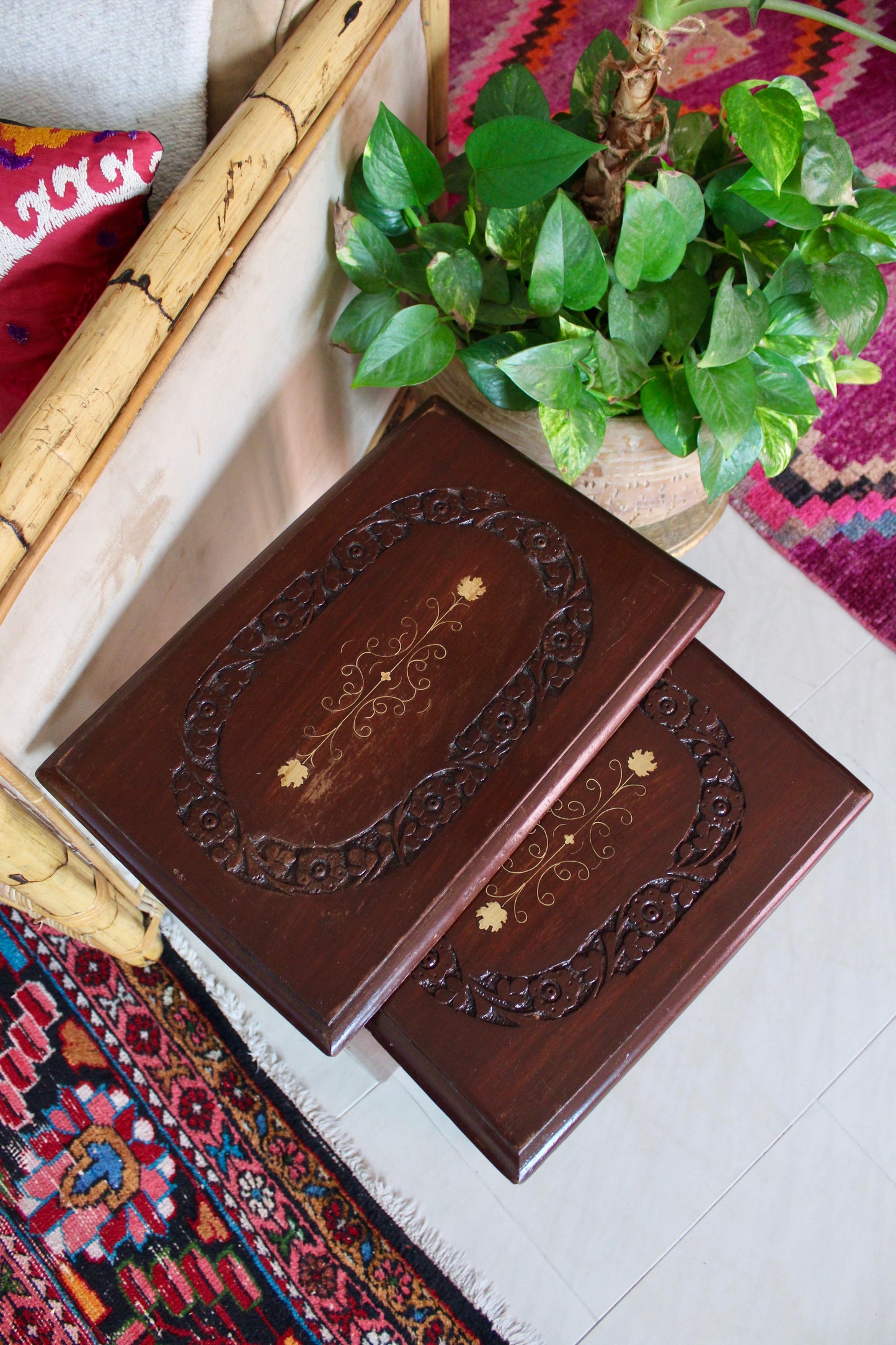 Vintage Indian Rosewood Side Tables