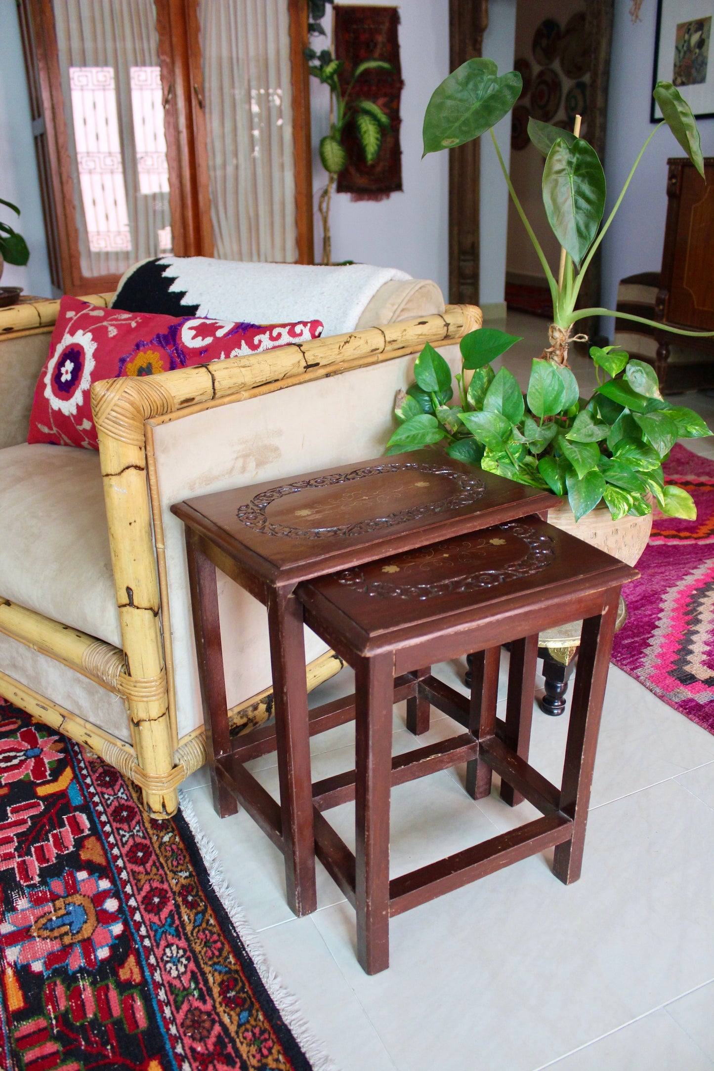 Vintage Indian Rosewood Side Tables