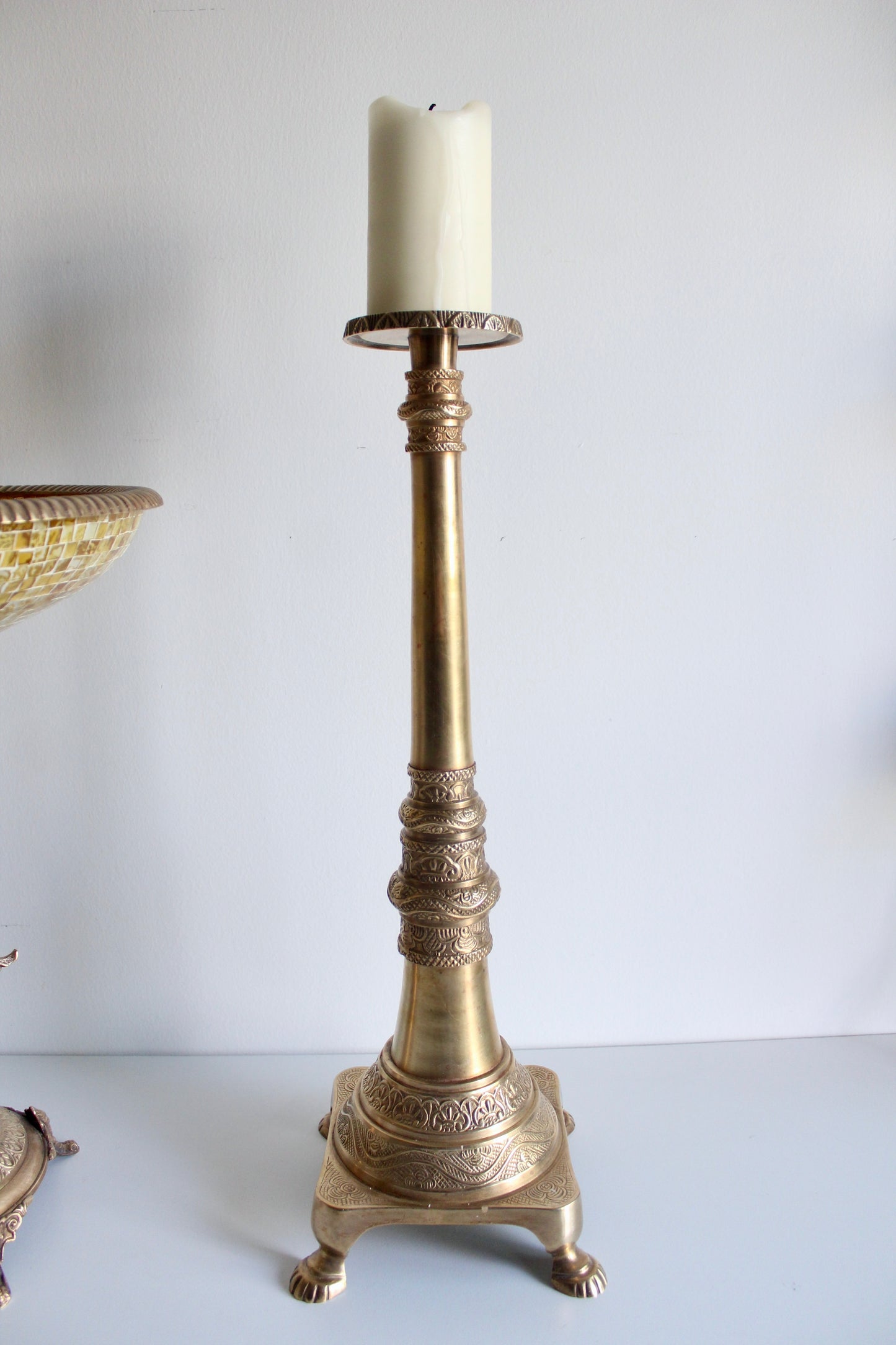 XL Vintage Brass Candle Stands