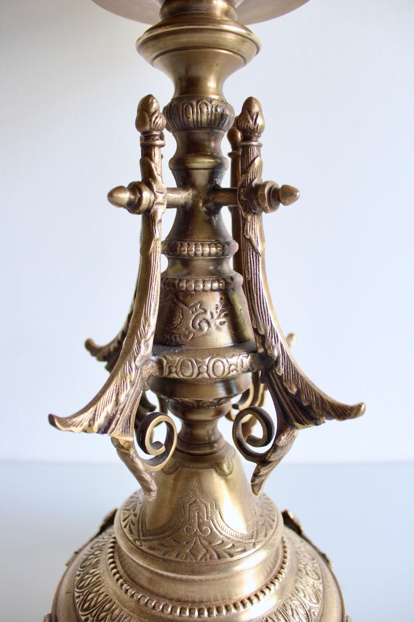 Large Vintage Brass and Mosaic Glass Pedestal Bowl