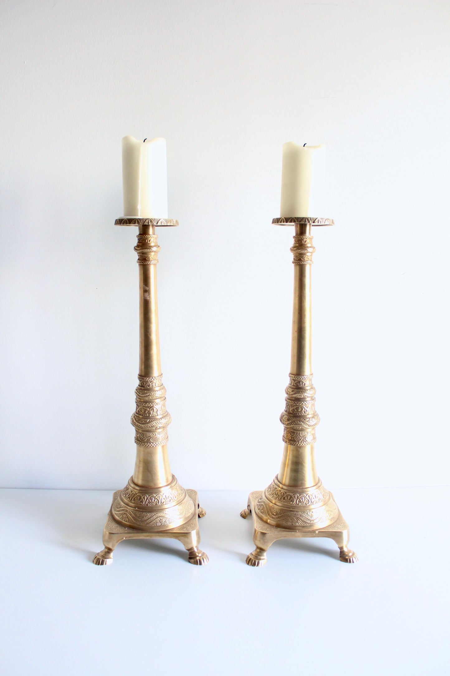 XL Vintage Brass Candle Stands