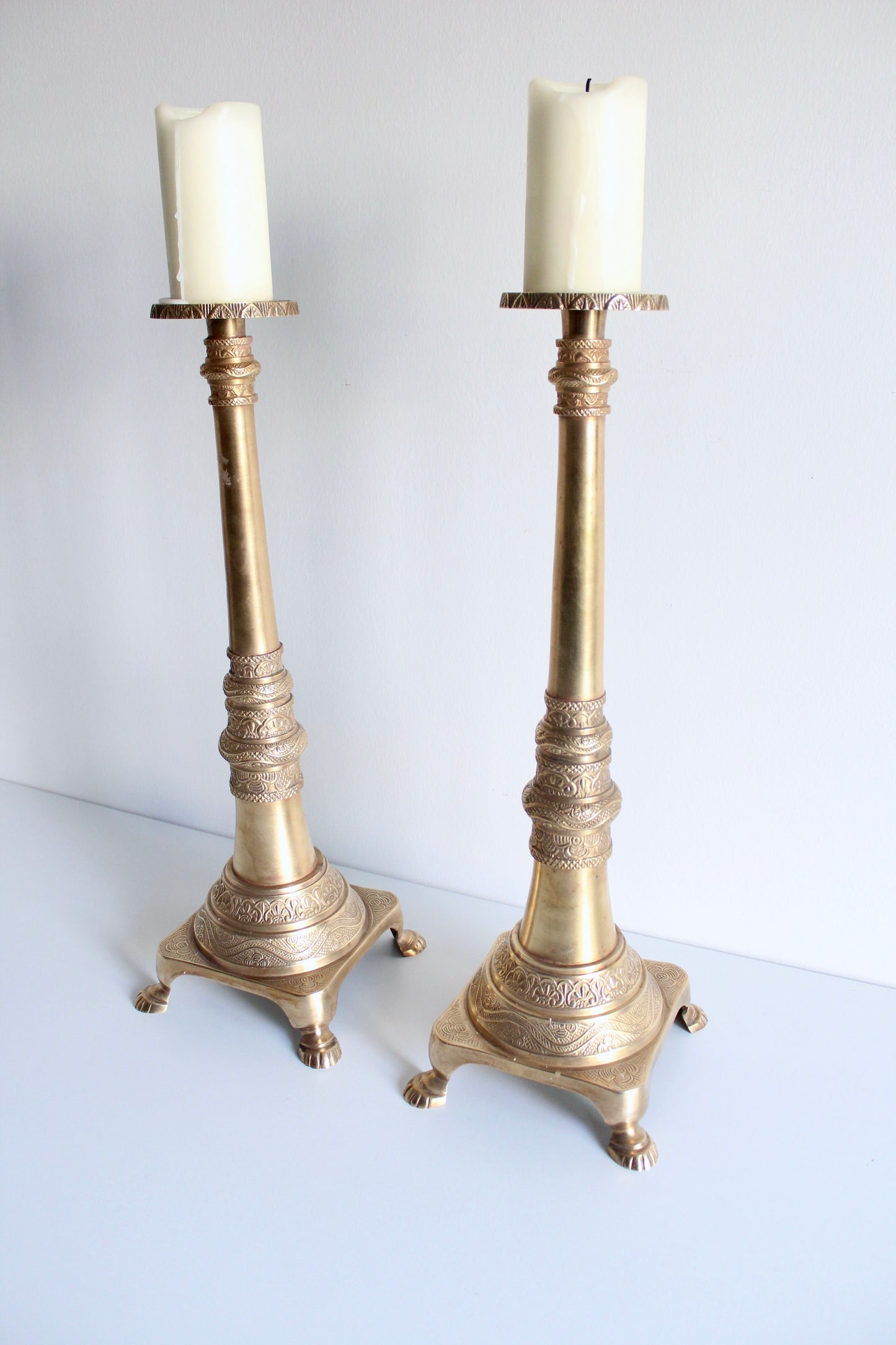 XL Vintage Brass Candle Stands