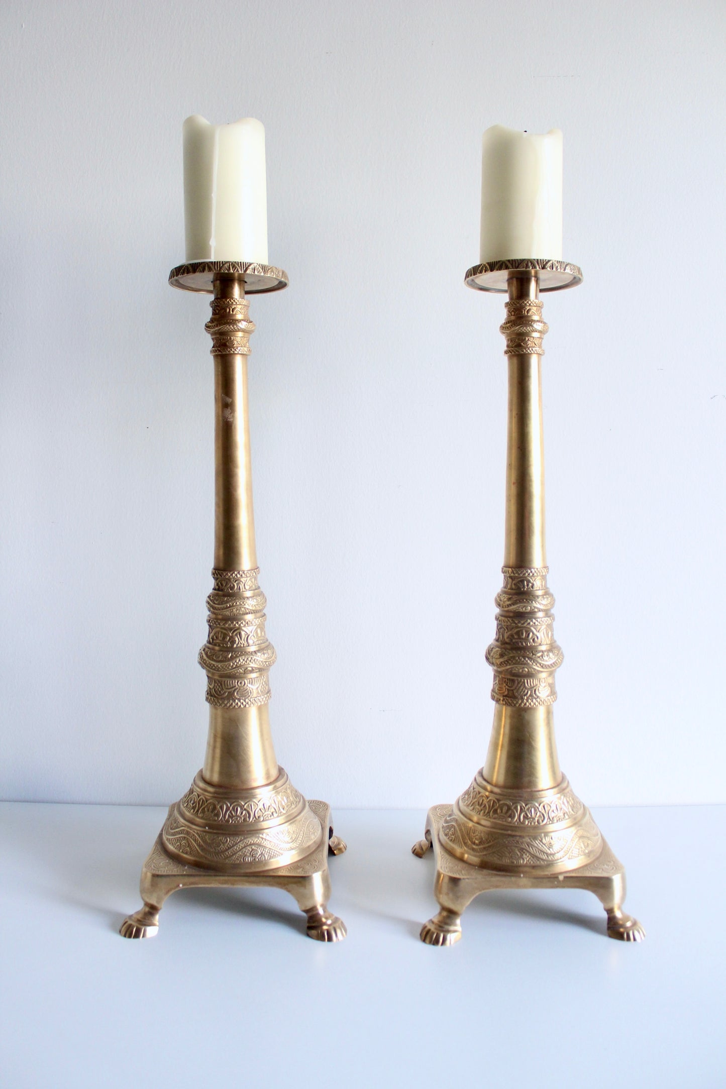 XL Vintage Brass Candle Stands