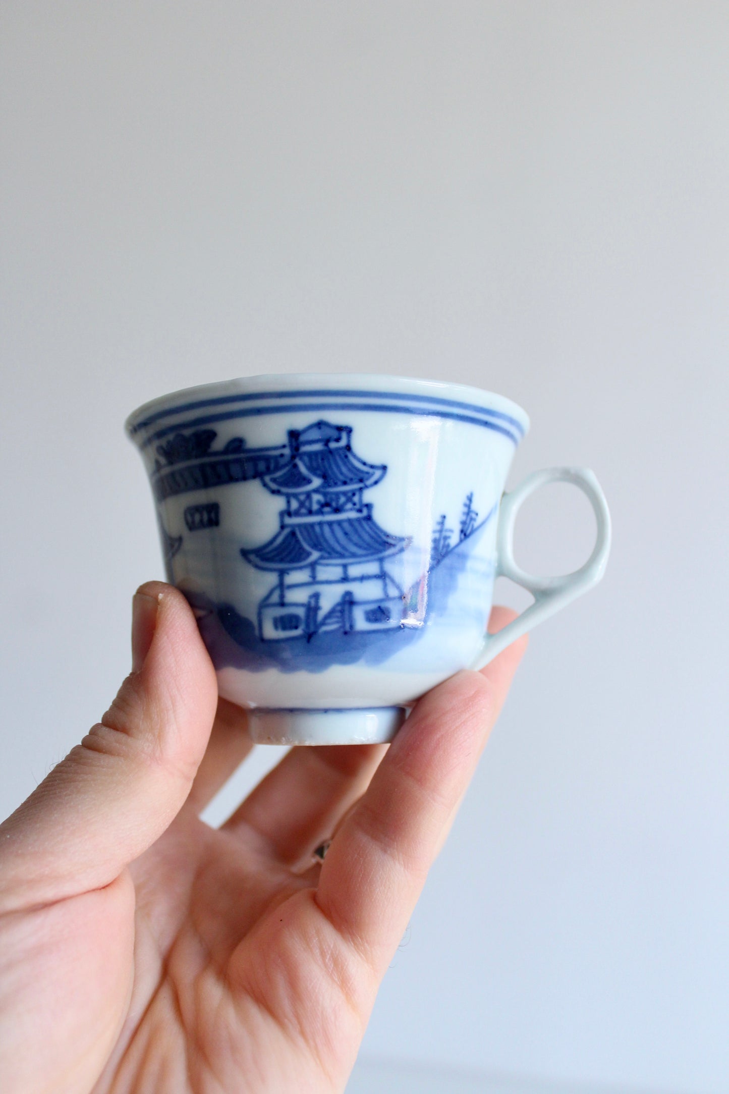 Antique Porcelain Canton Tea Cups - Small Chip