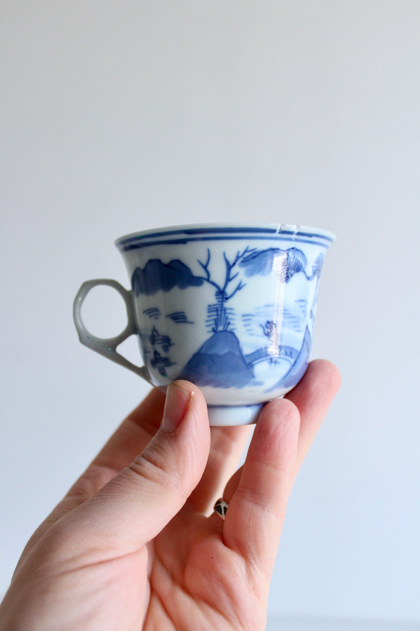 Antique Porcelain Canton Tea Cups - Small Chip