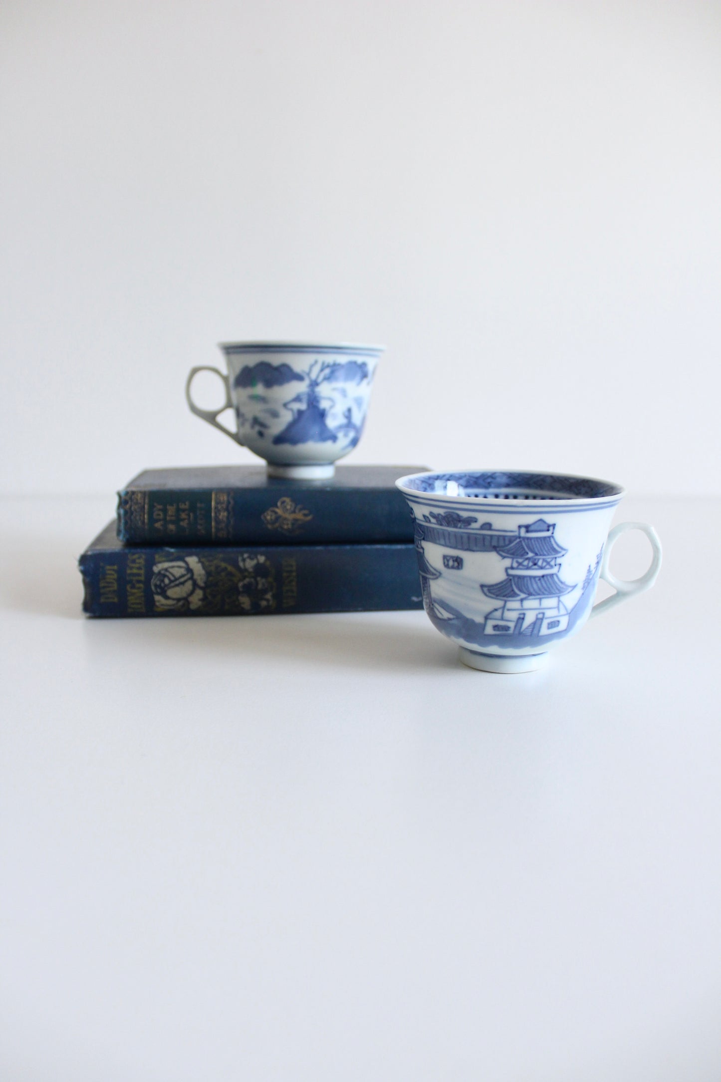 Antique Porcelain Canton Tea Cups - Small Chip