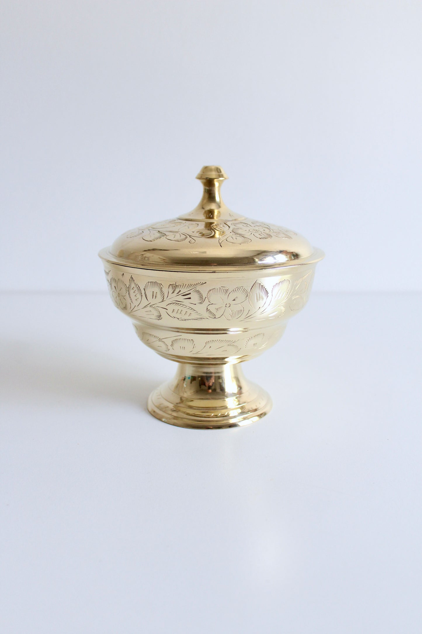 Mid Century Indian Pedastool Lidded Bowl