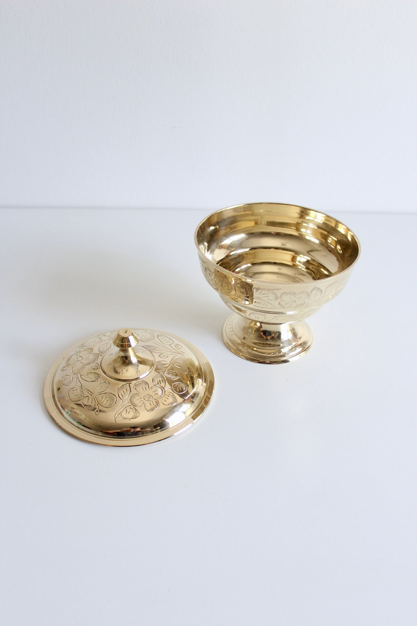 Mid Century Indian Pedastool Lidded Bowl