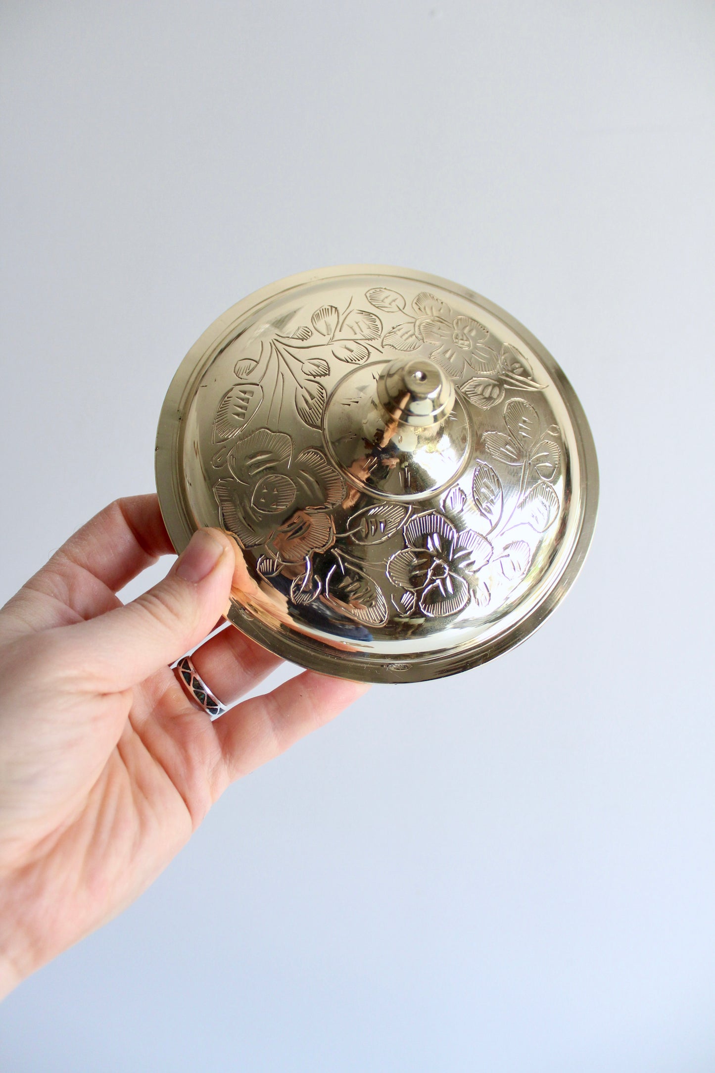 Mid Century Indian Pedastool Lidded Bowl