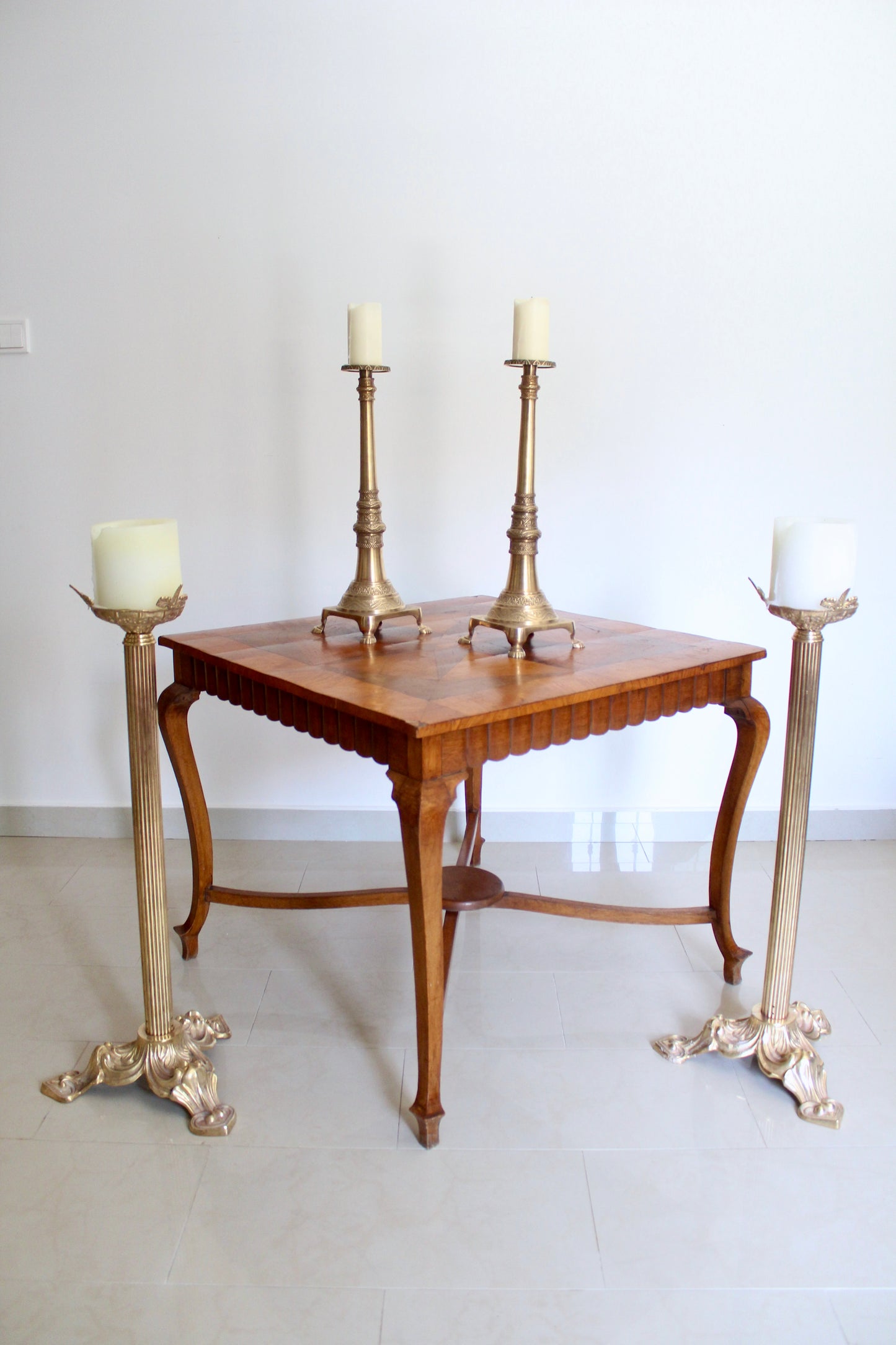 Empire Style Fluted Pedestal Candle Stands