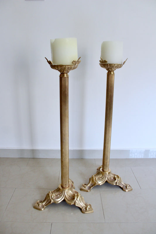 Empire Style Fluted Pedestal Candle Stands