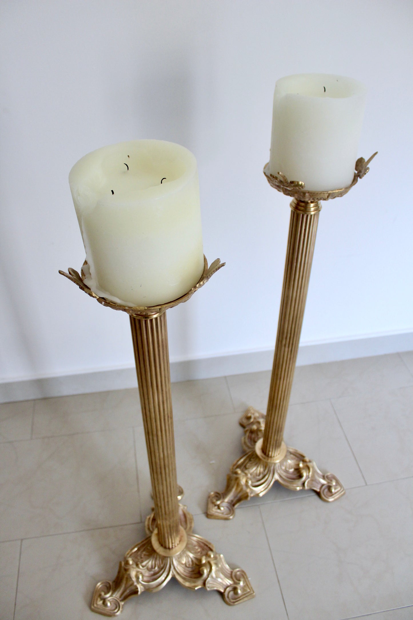 Empire Style Fluted Pedestal Candle Stands