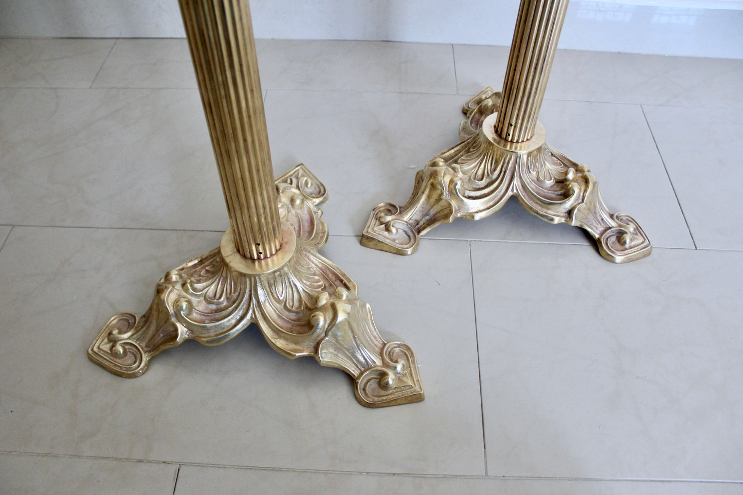 Empire Style Fluted Pedestal Candle Stands