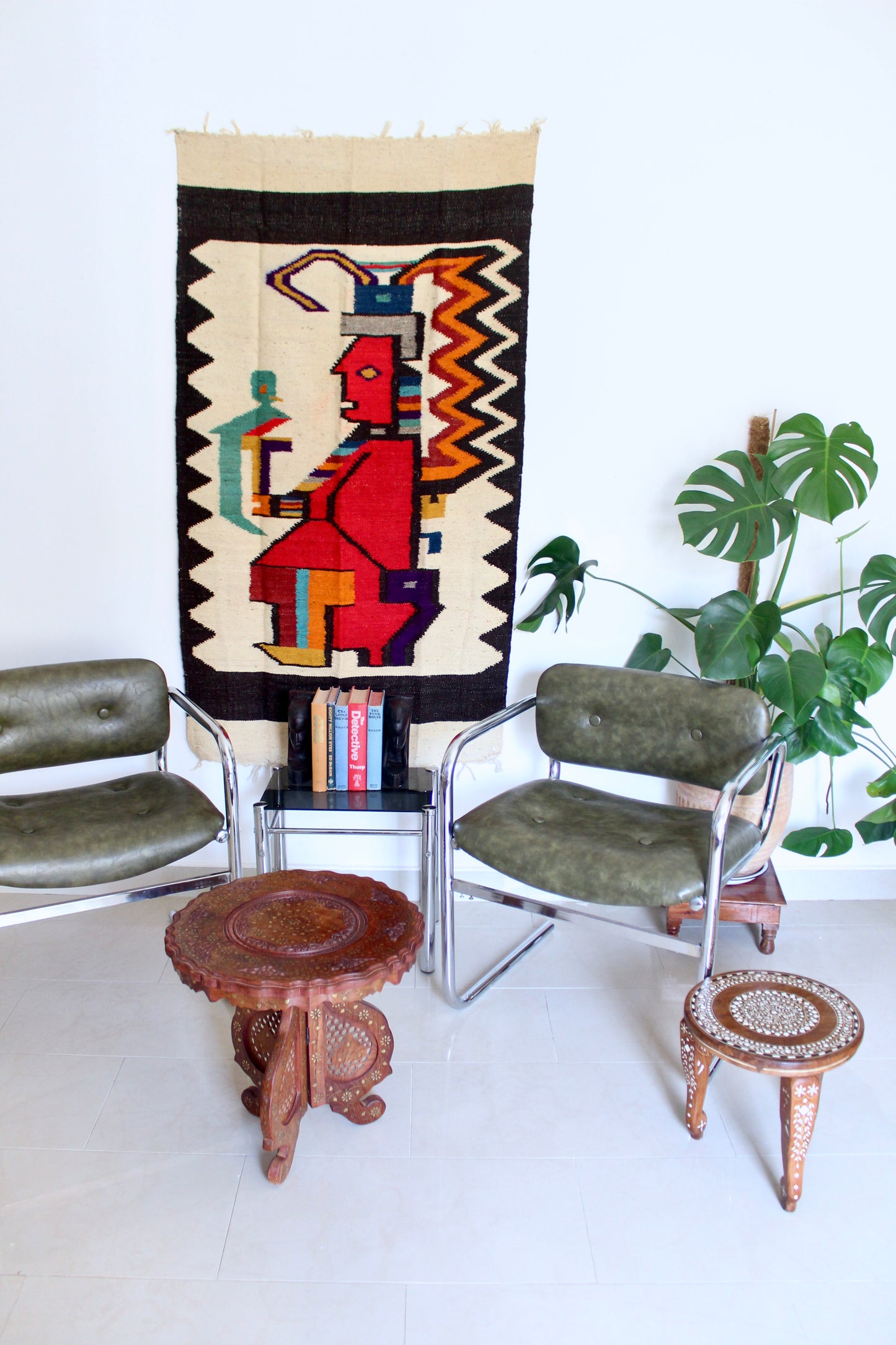 Fancy Indian Rosewood and Brass Inlay Side Table