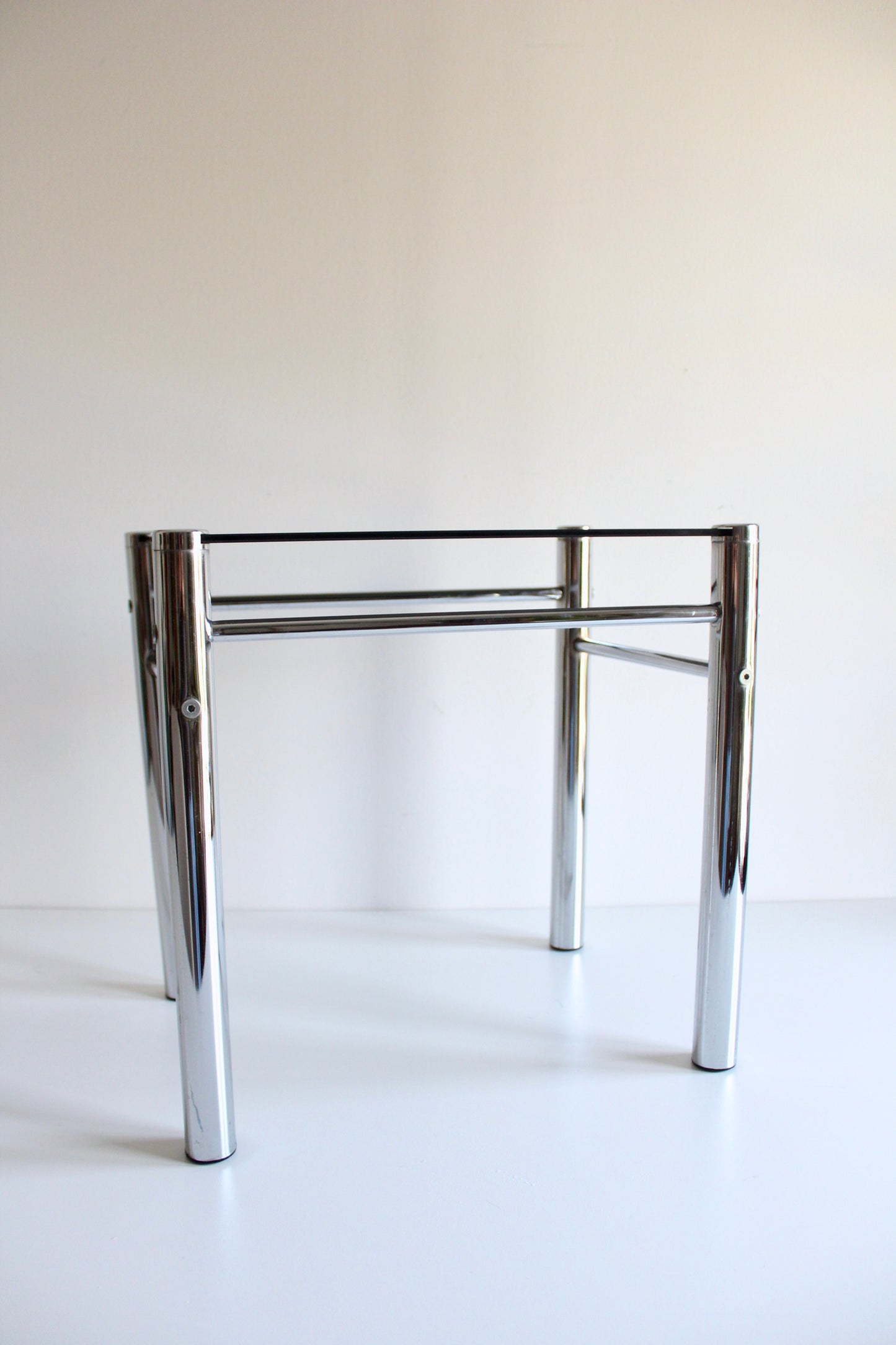 1970s-80s Chrome and Smoked Glass Side Tables