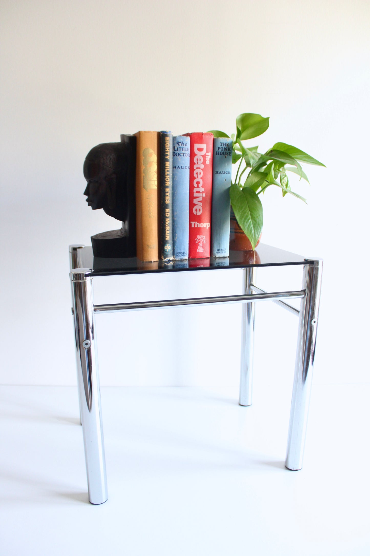 1970s-80s Chrome and Smoked Glass Side Tables