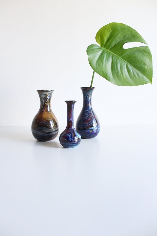 Mid Century Murano Style Handblown Bud Vases