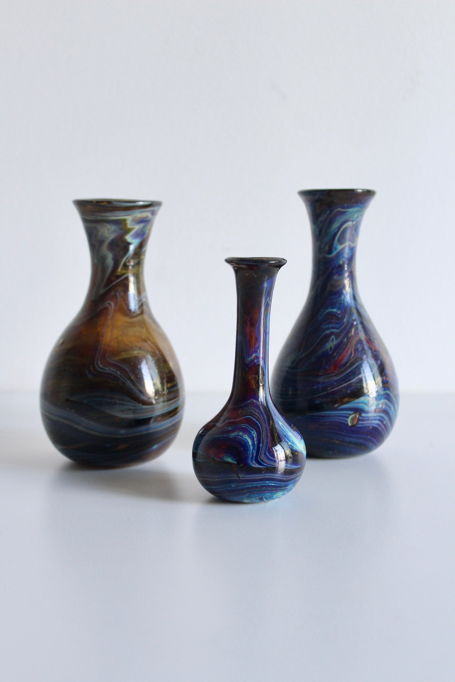 Mid Century Murano Style Handblown Bud Vases