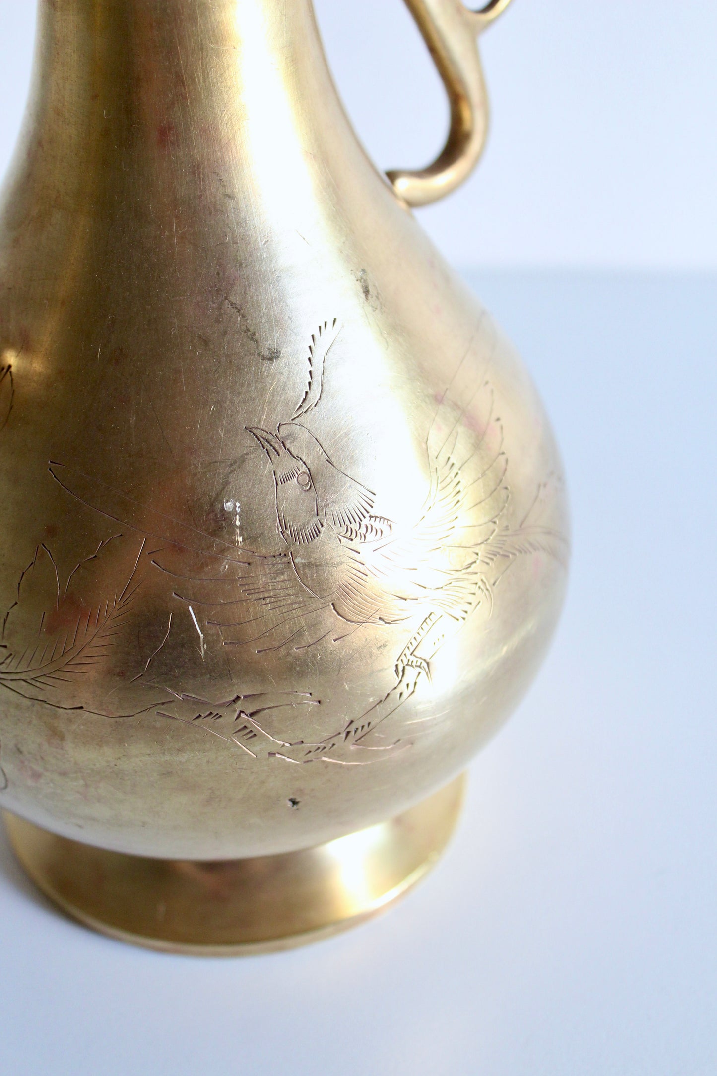 Mid-Century Chinoiserie Brass Vase with Dragon Handles