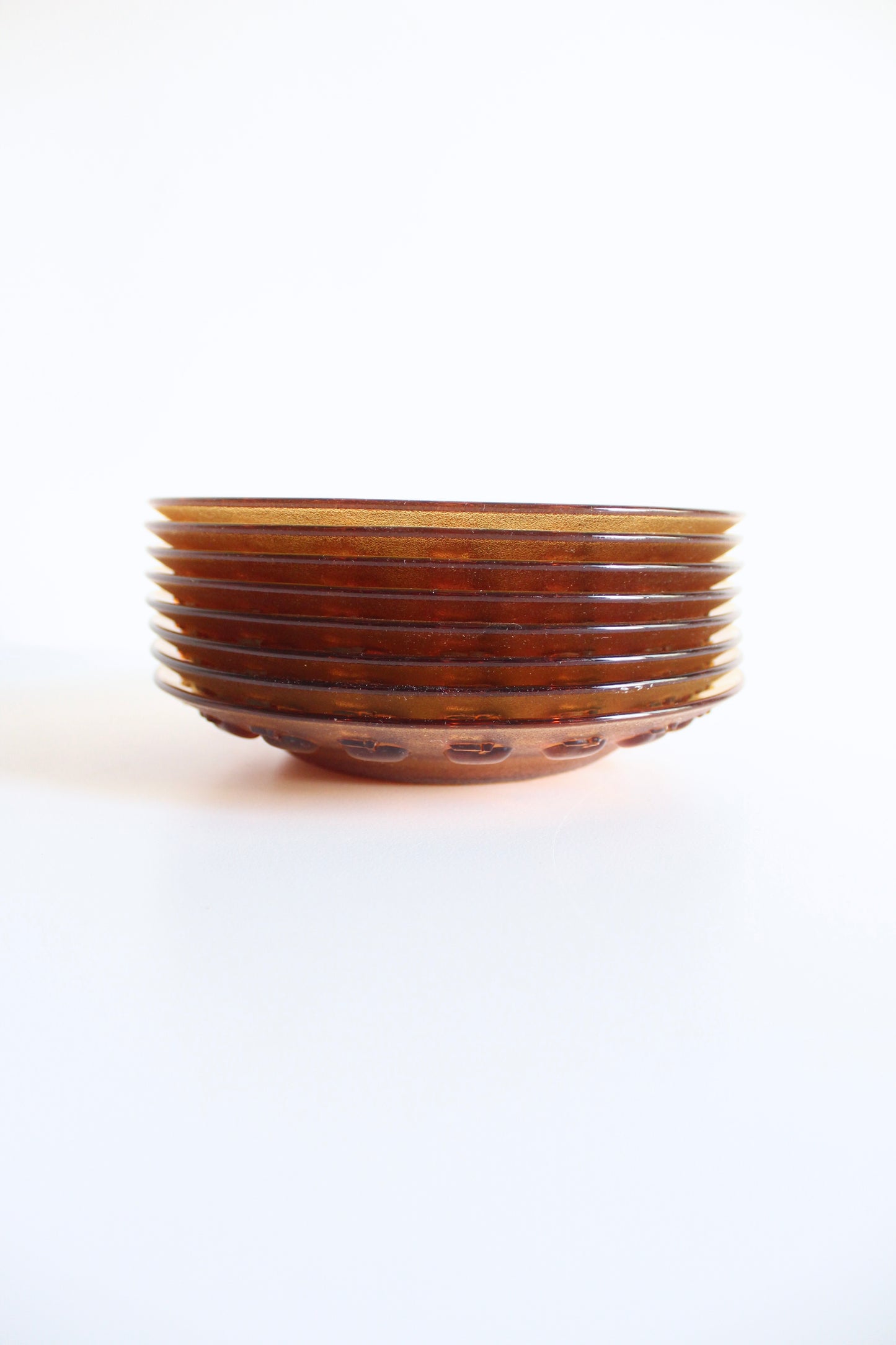 Set of 8 Vintage Amber Glass Apple Plates