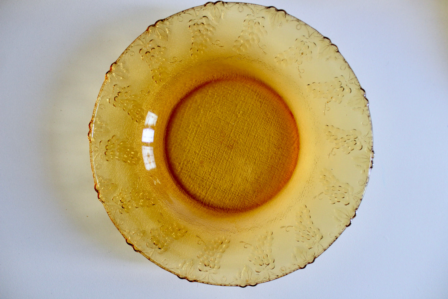 Set of 10 Vintage Amber Pressed Glass Plates