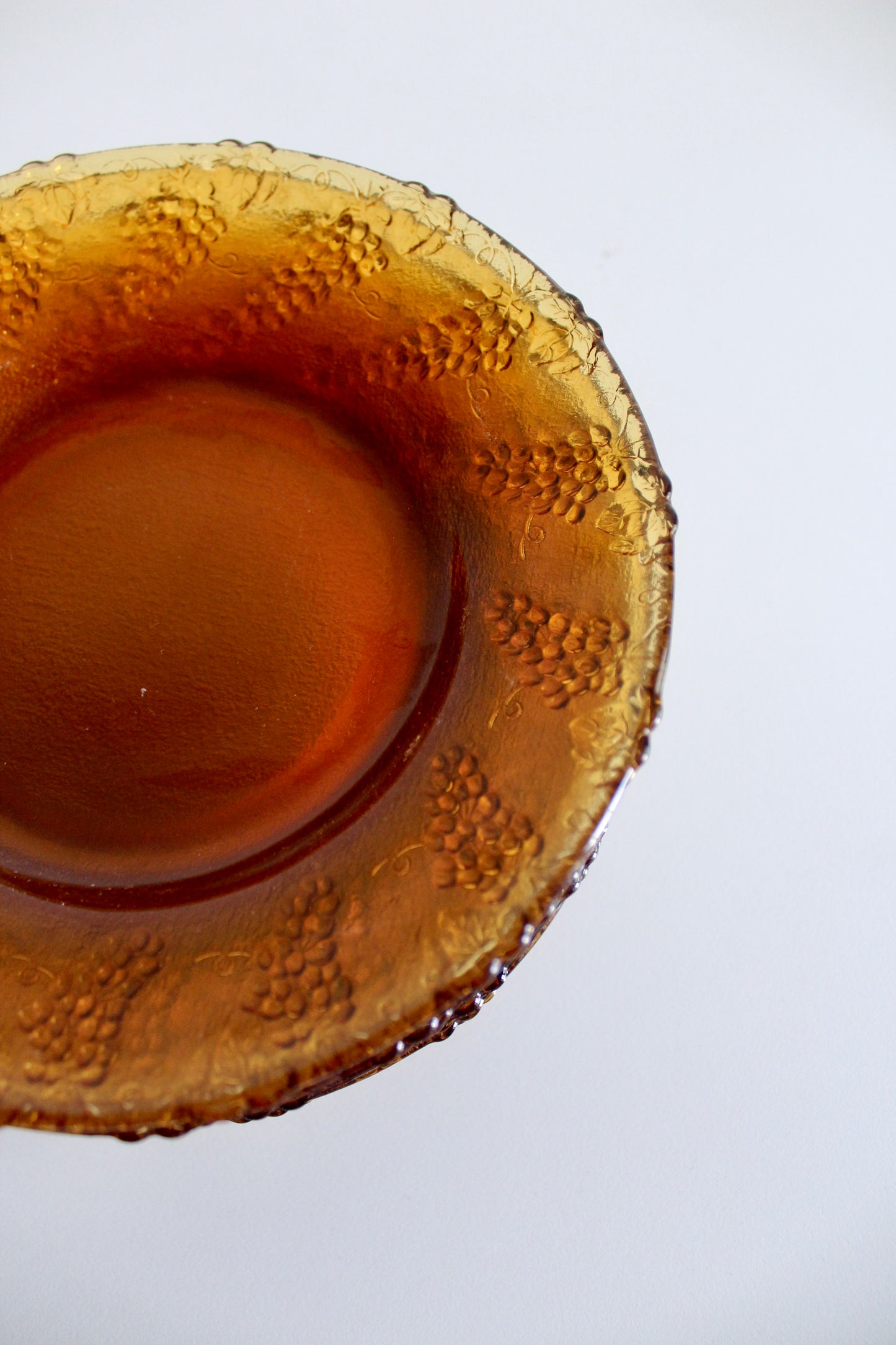 Set of 10 Vintage Amber Pressed Glass Plates