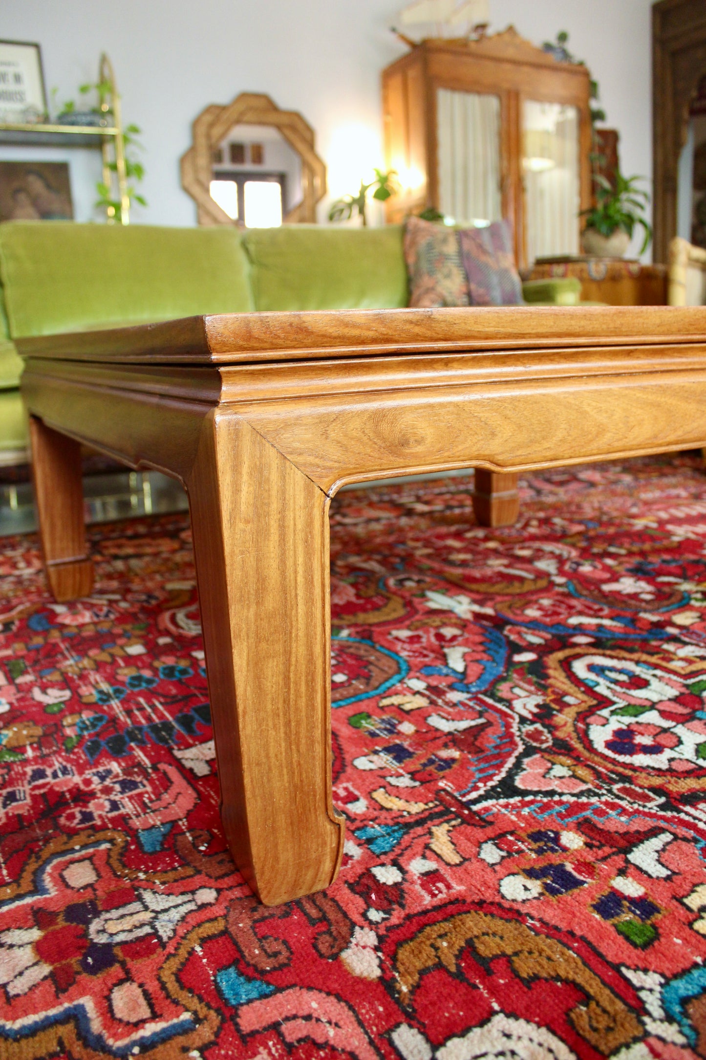 Retro 1970s Chinese Solid Wood Coffee Table