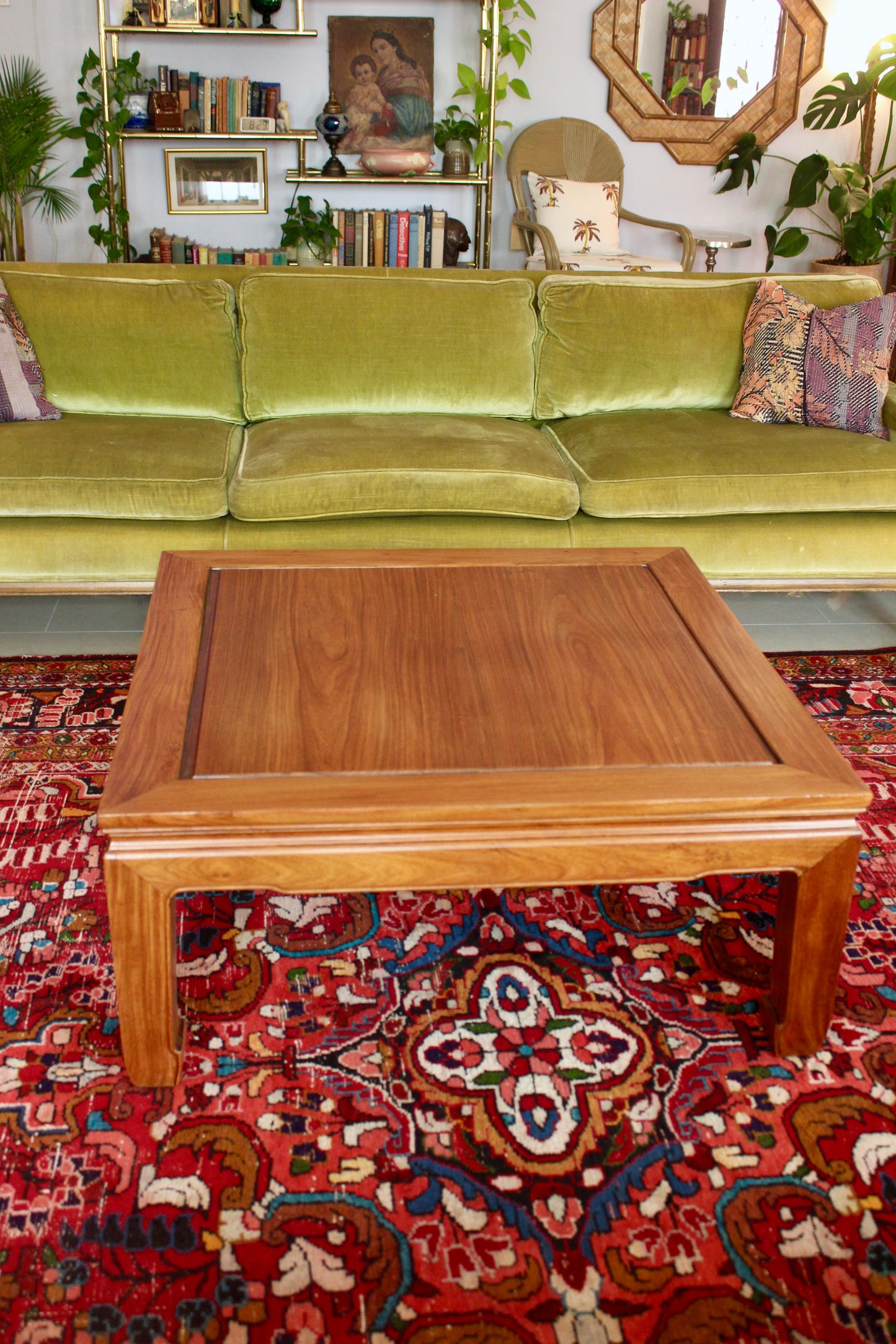 Retro 1970s Chinese Solid Wood Coffee Table