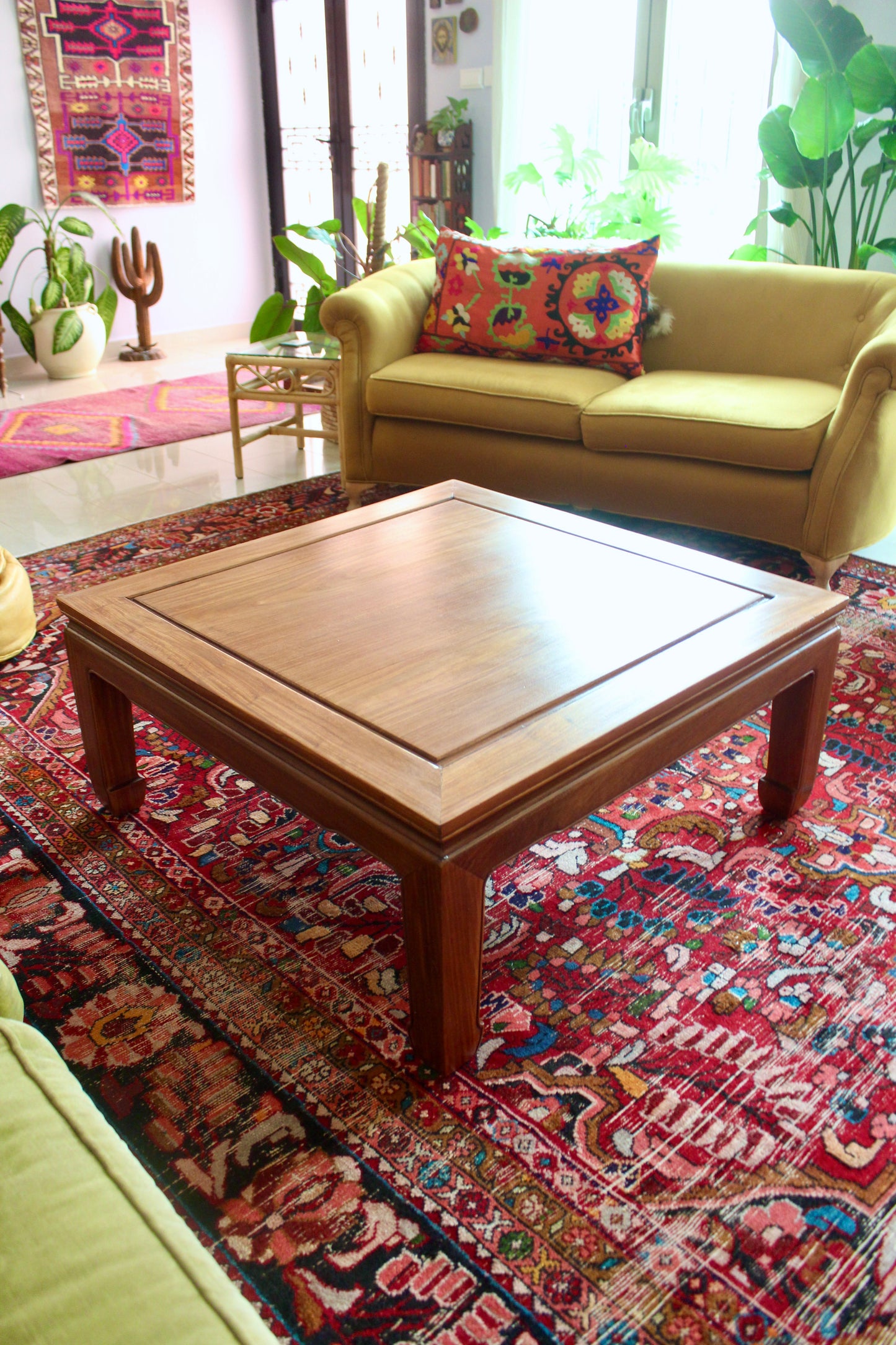 Retro 1970s Chinese Solid Wood Coffee Table