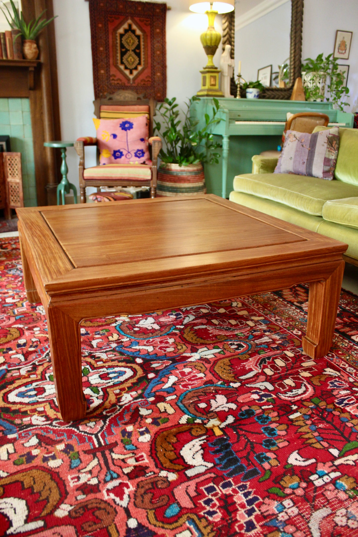 Retro 1970s Chinese Solid Wood Coffee Table