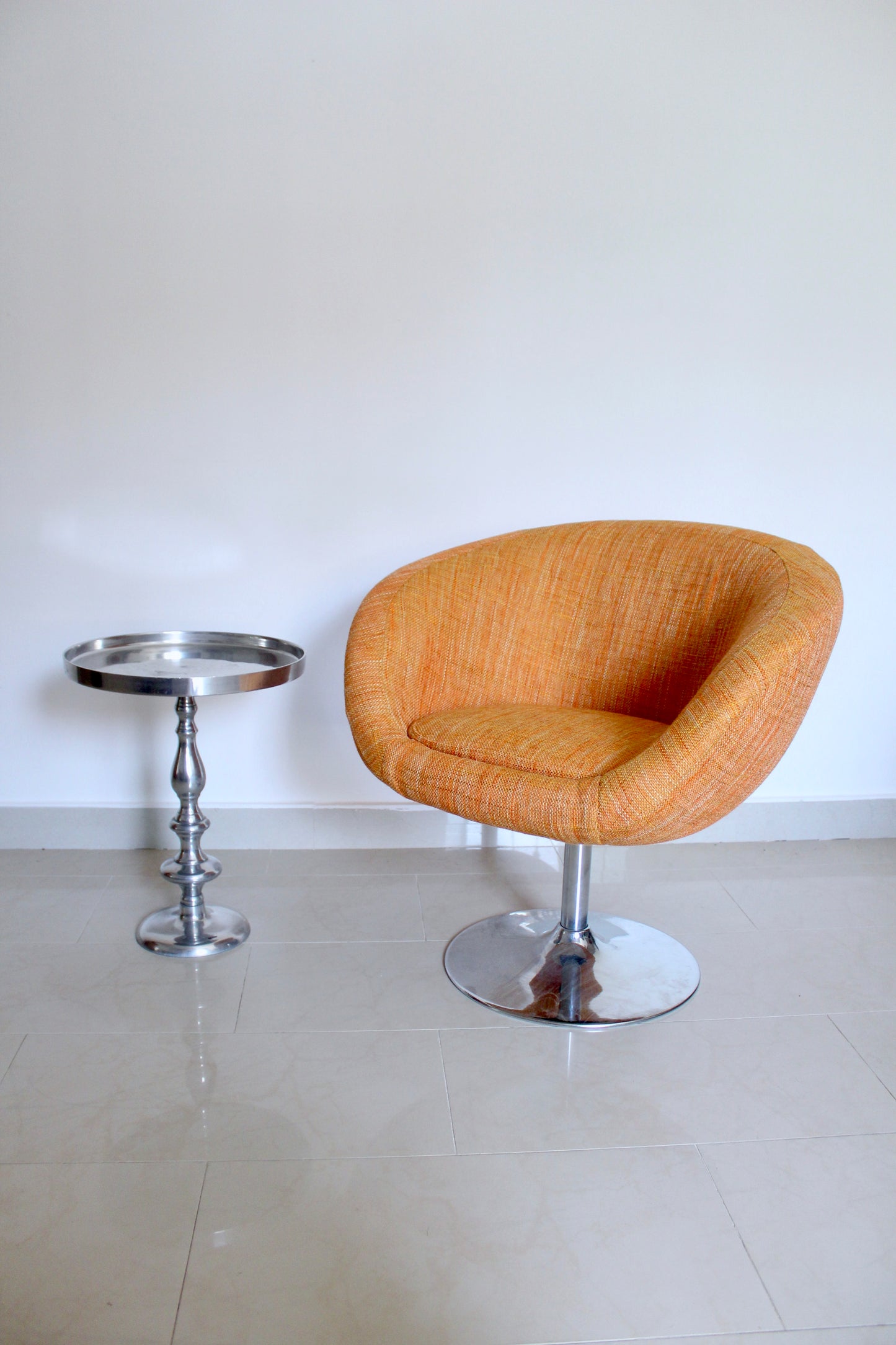Vintage 1970s Chrome Based Swivel Chair