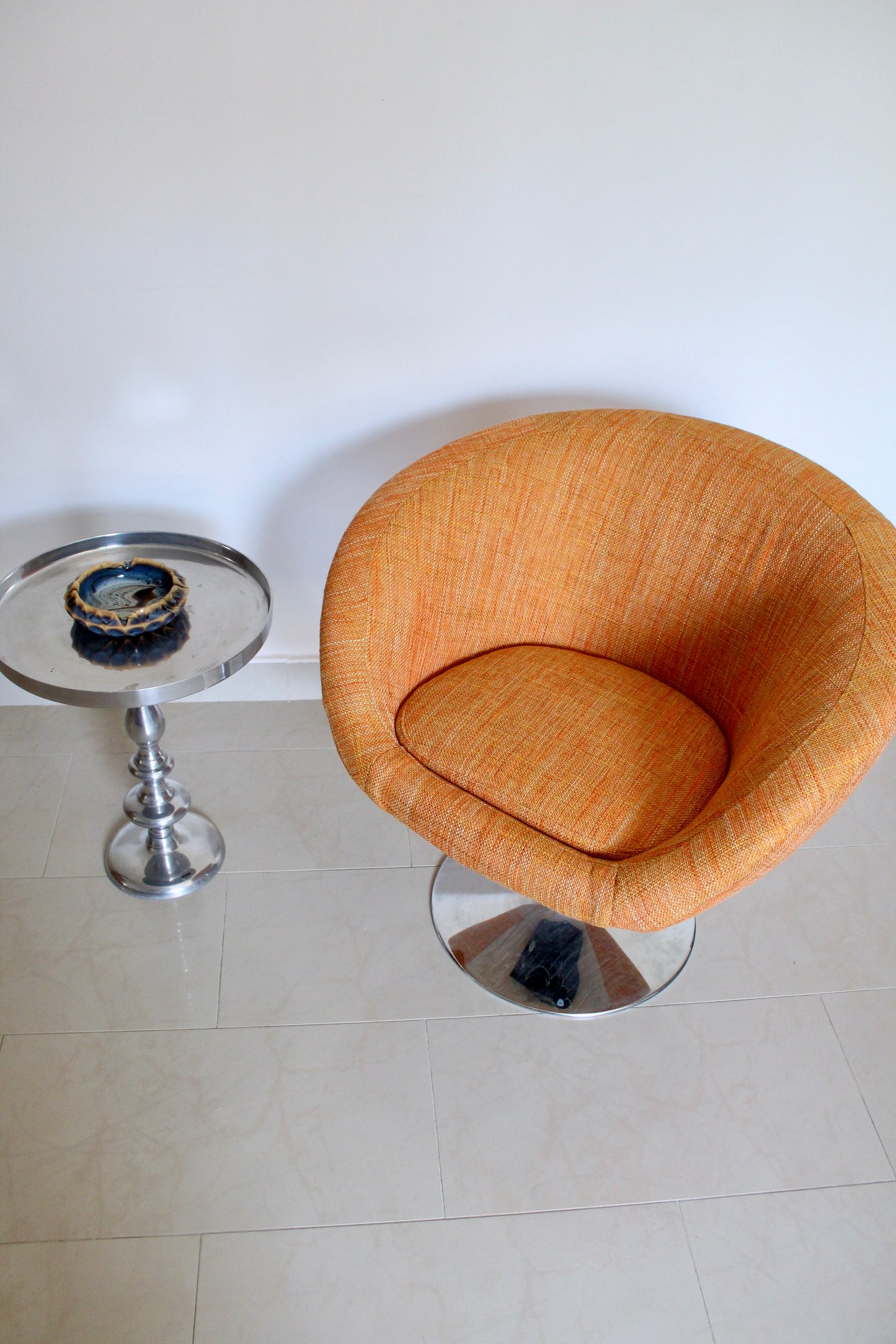 Vintage 1970s Chrome Based Swivel Chair
