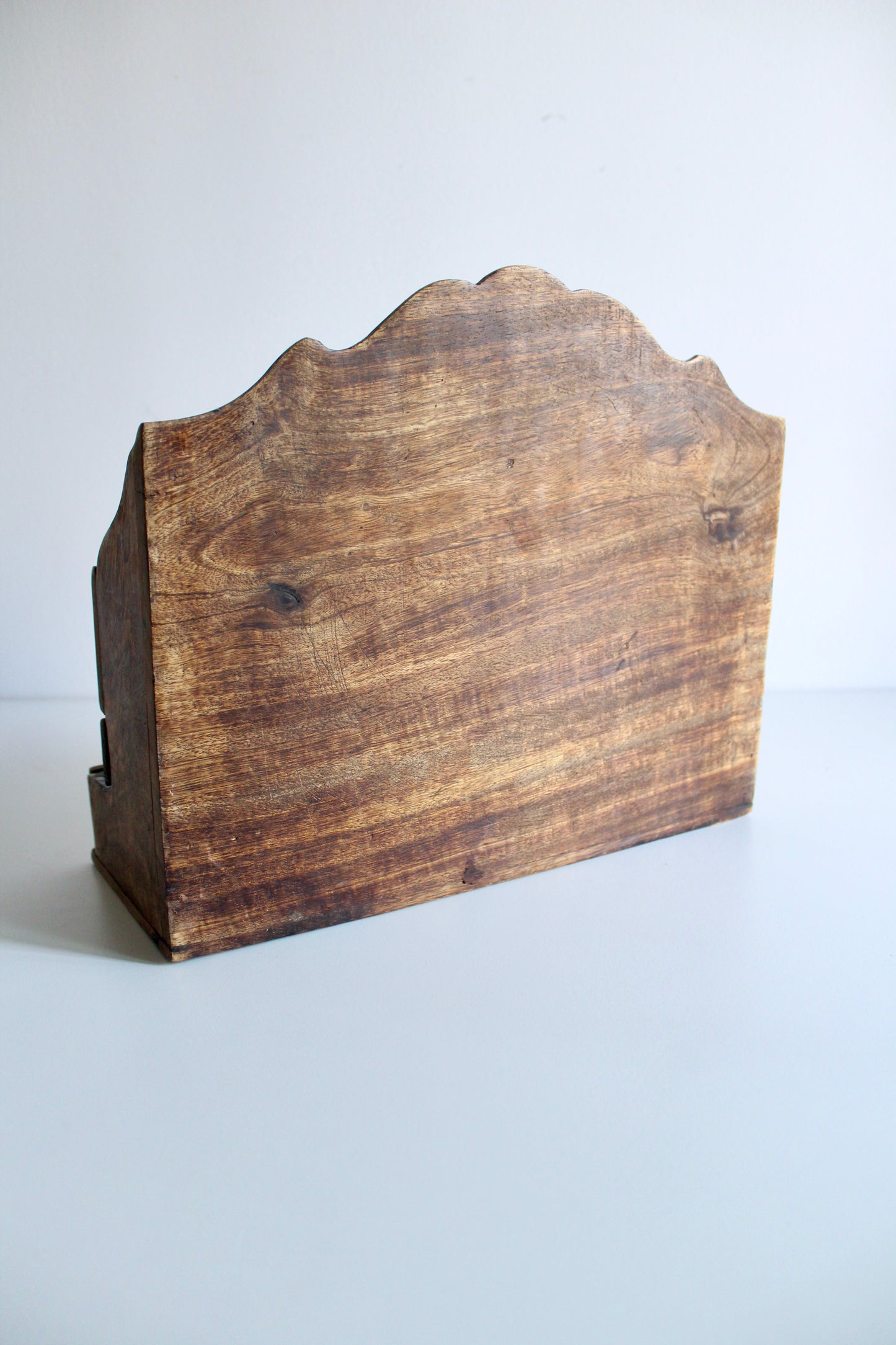 Indian Mango Wood Desk Organizer with Hammered Brass Drawers