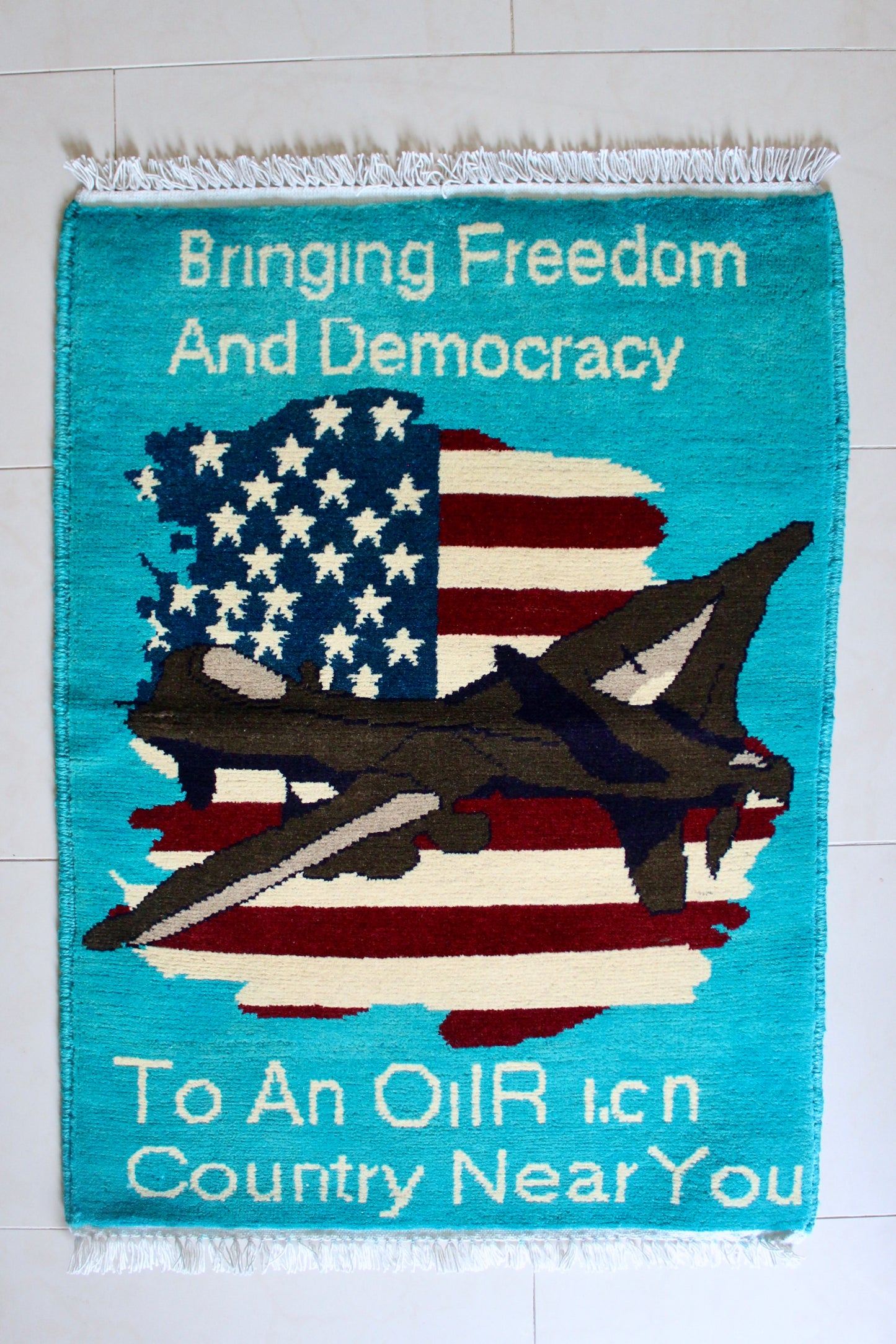 Contemporary Afghan War Rug “Bringing Freedom & Democracy”