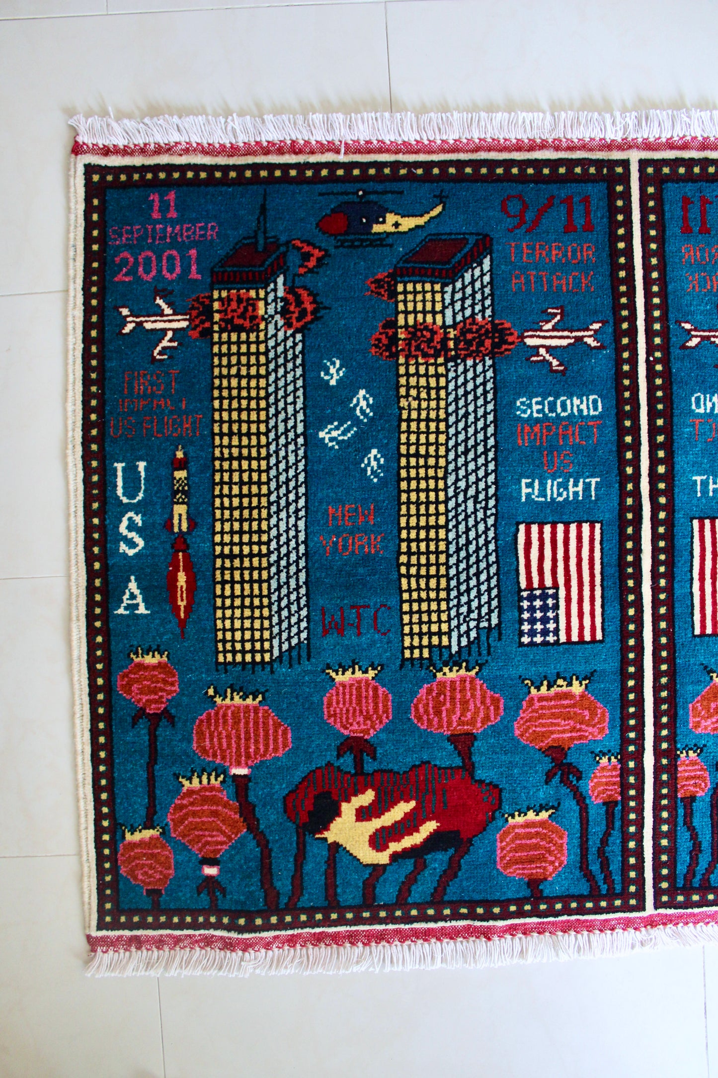 Double Panel 9/11 Afghan War Rug