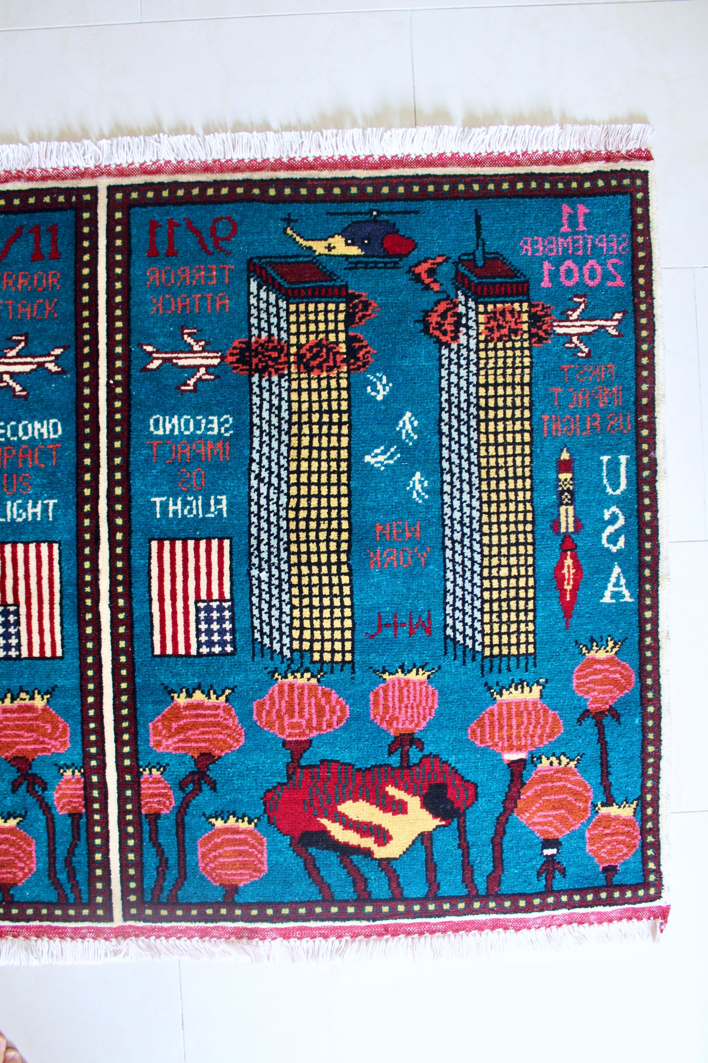 Double Panel 9/11 Afghan War Rug