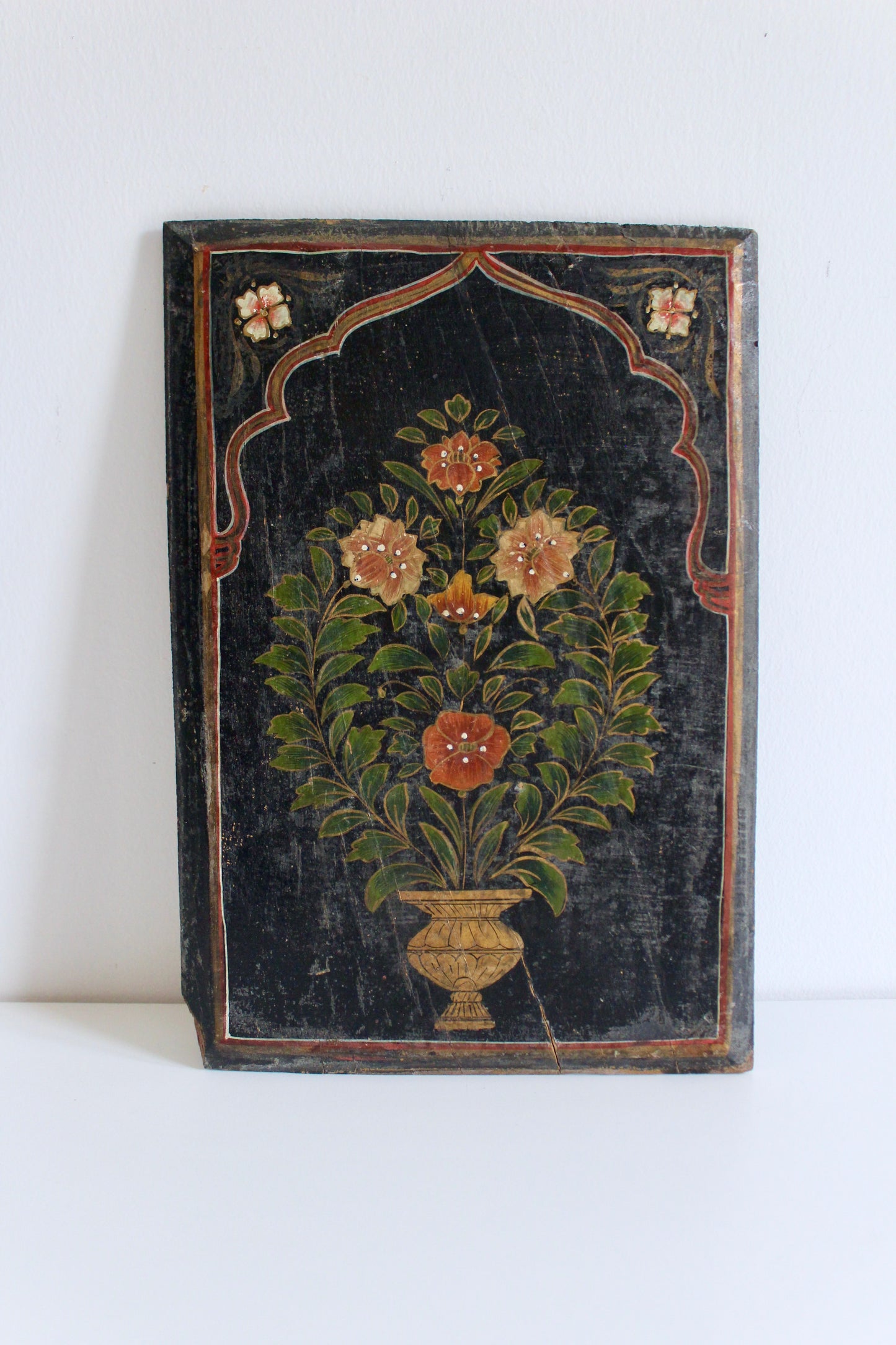 19th Century Indo-Persian Hand Painted Wooden Panel