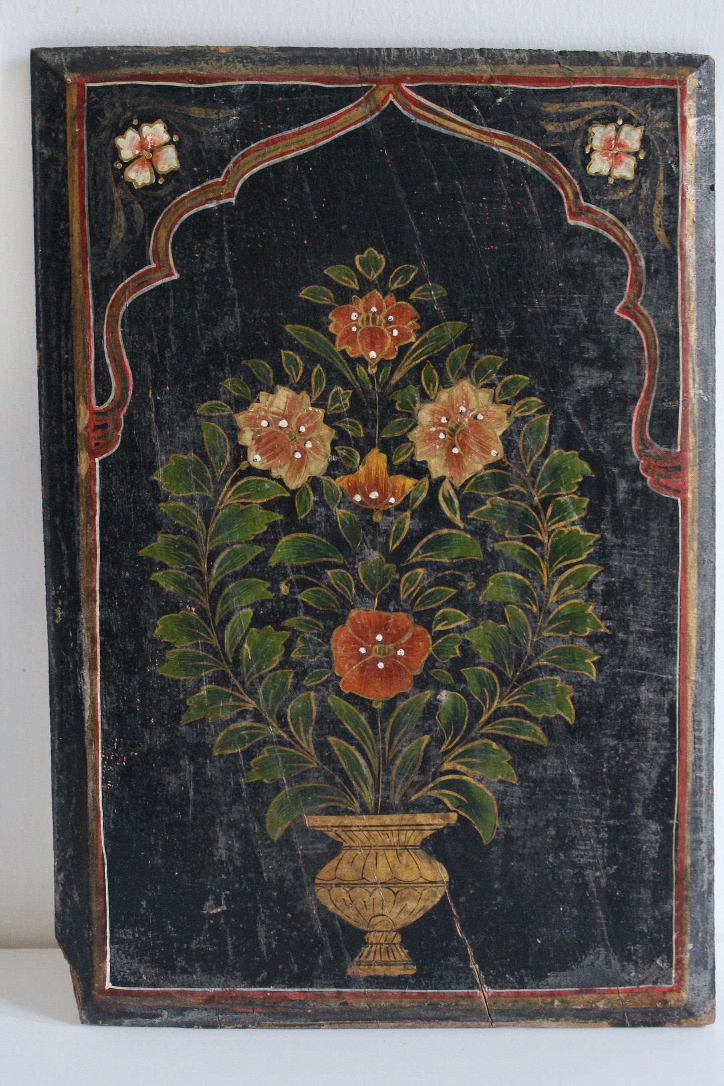 19th Century Indo-Persian Hand Painted Wooden Panel