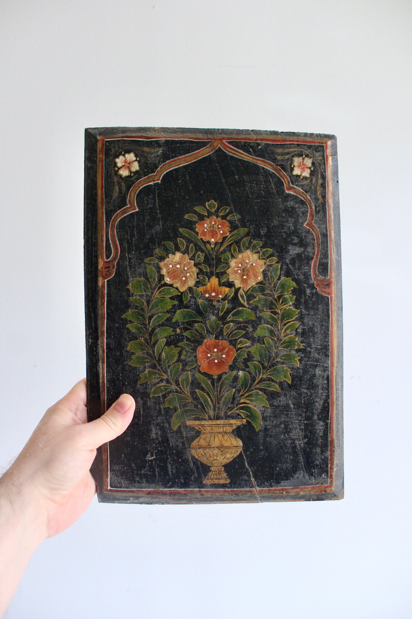 19th Century Indo-Persian Hand Painted Wooden Panel