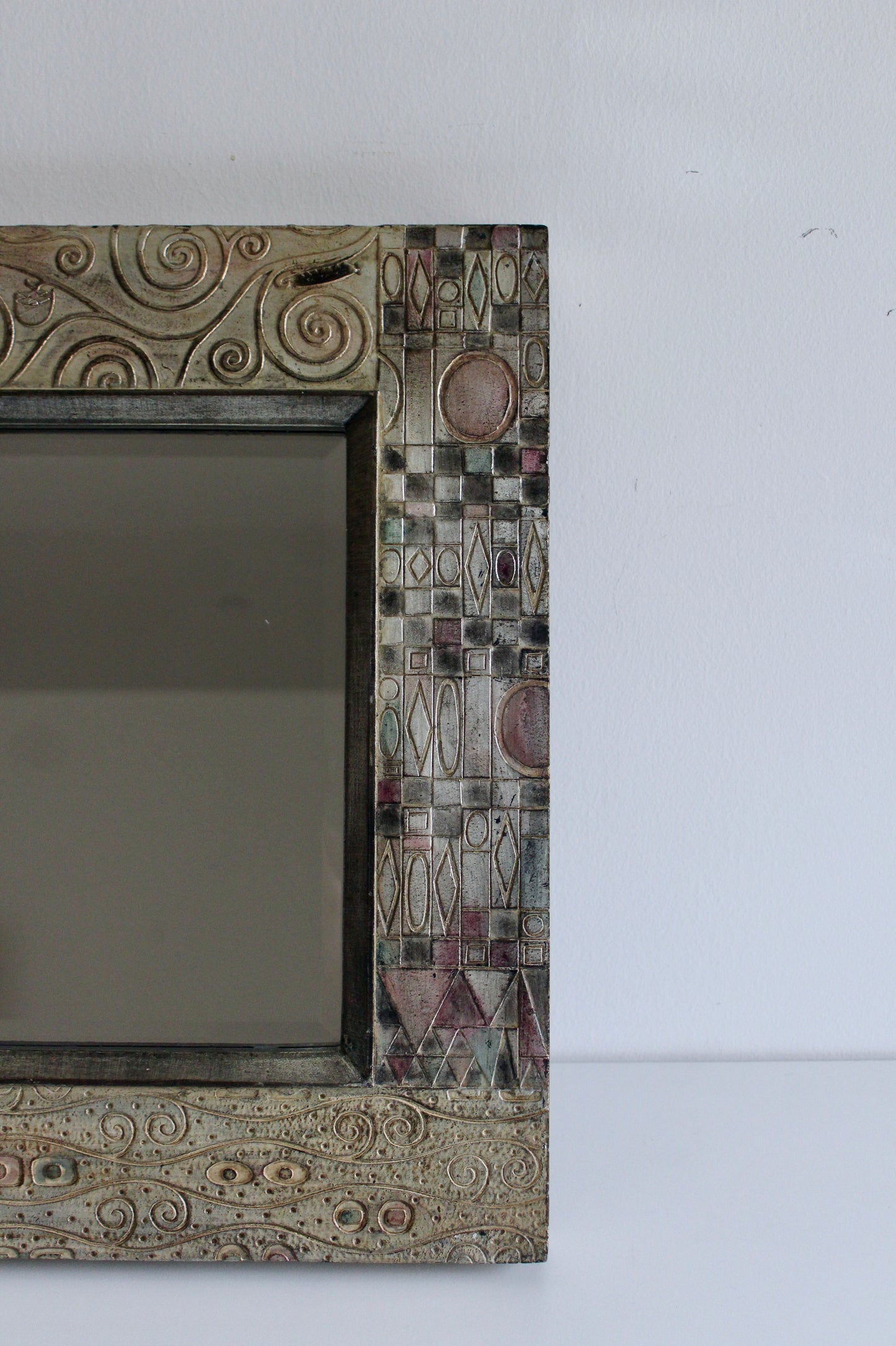 Vintage Klimt-Inspired Geometric Wall Mirror